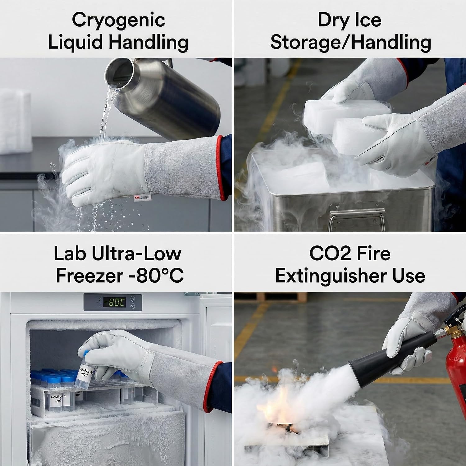 -196°C/-320°F Antifreeze Gloves for Dry Ice Handling Liquid Nitrogen Sponge and Cotton Inner