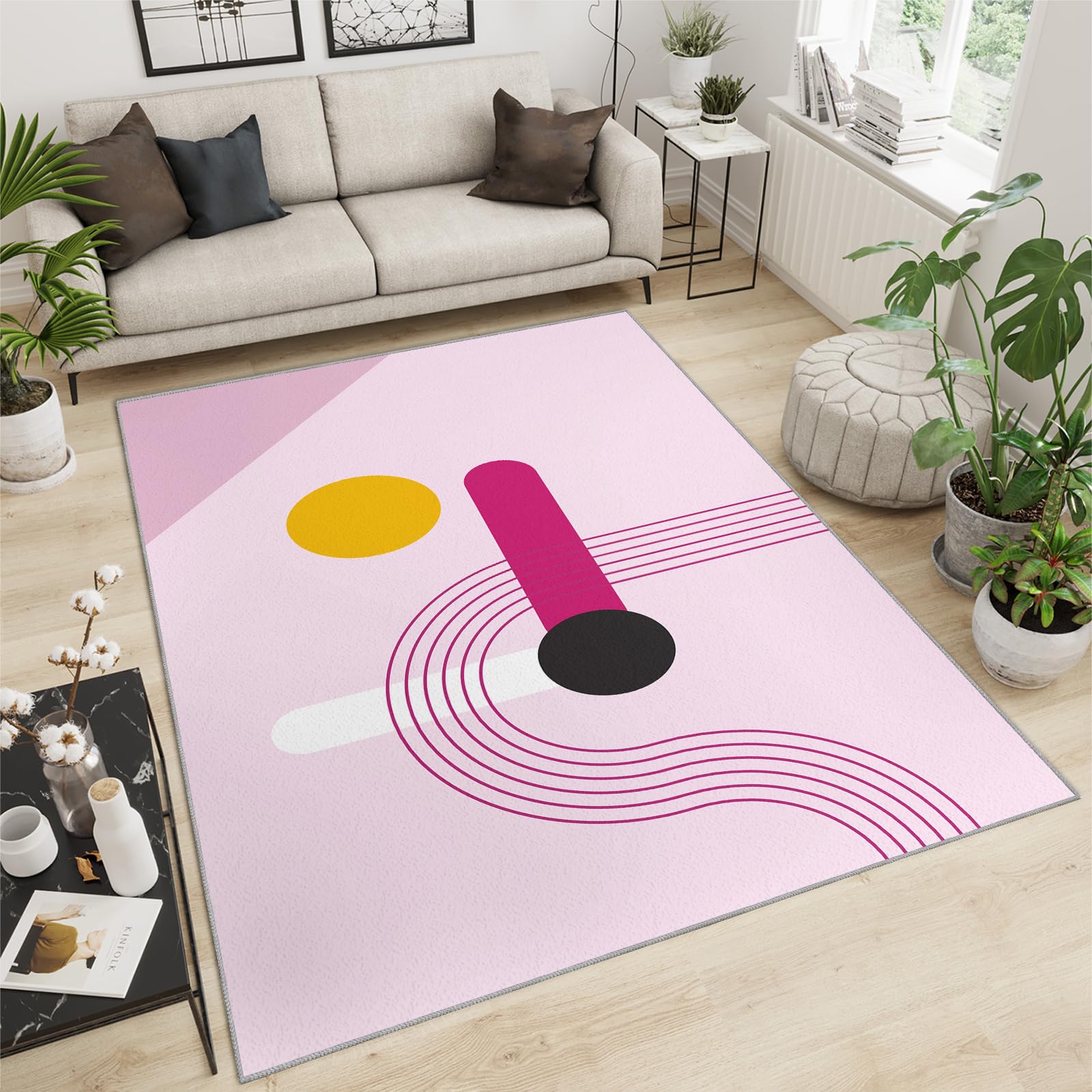 QDJKBL Runner Rug 80 X 220 Cm Nordic Medieval Minimalist Geometry, Light Pink Ladies Bedroom Home Decor Area Rugs, Anti-Slip Carpet Fast Drying for Hallway Kitchen Entryway — image 1