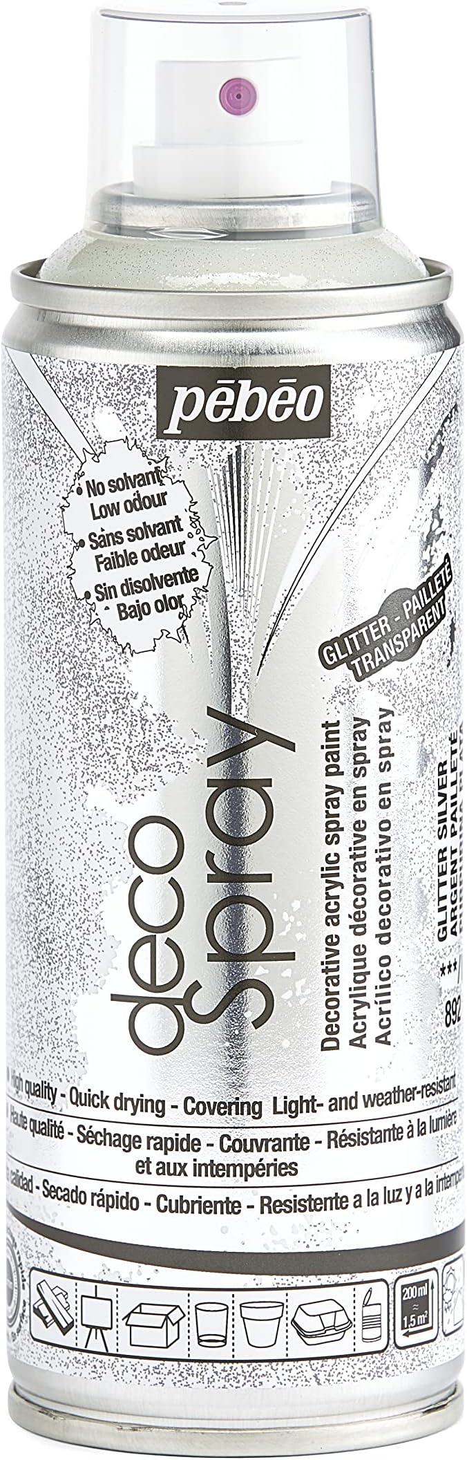 ぺべオ(Pebeo) Pebeo 水性アクリルスプレーペイント デコスプレー 200ml グリッター色 NO.892シルバーグリッター