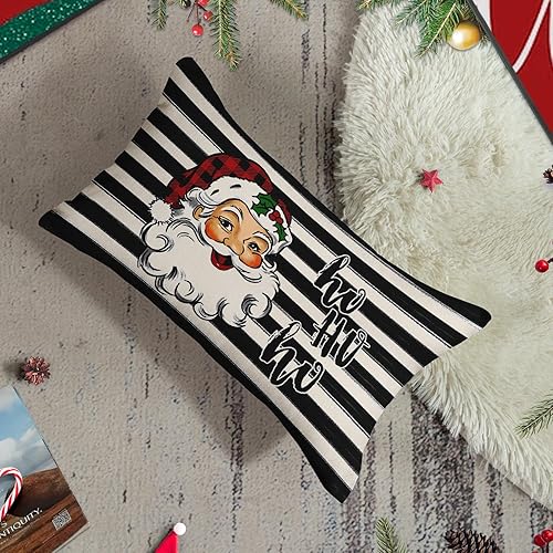 Miniatura 6 de Funda de almohada decorativa para decoración del hogar, Papá Noel, Navidad, para niños, de invierno, 12 x 20 pulgadas, funda de almohada para sofá