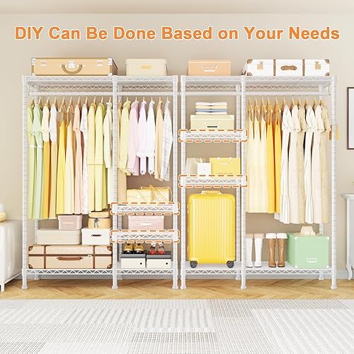 Miniatura 6 de Ulif F4 - Perchero resistente (con barra de suspensión), percheros independientes para colgar ropa, sistema organizador de armario ajustable,