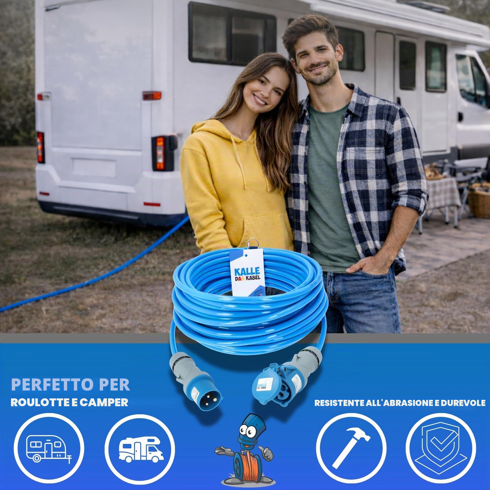 Estensione CEE 230 V H07BQ-F 3G 2,5 mm2 cavo fullpur-premium di KALLE DAS KABEL per industria, barca da costruzione, donne, campeggio, 20 metri