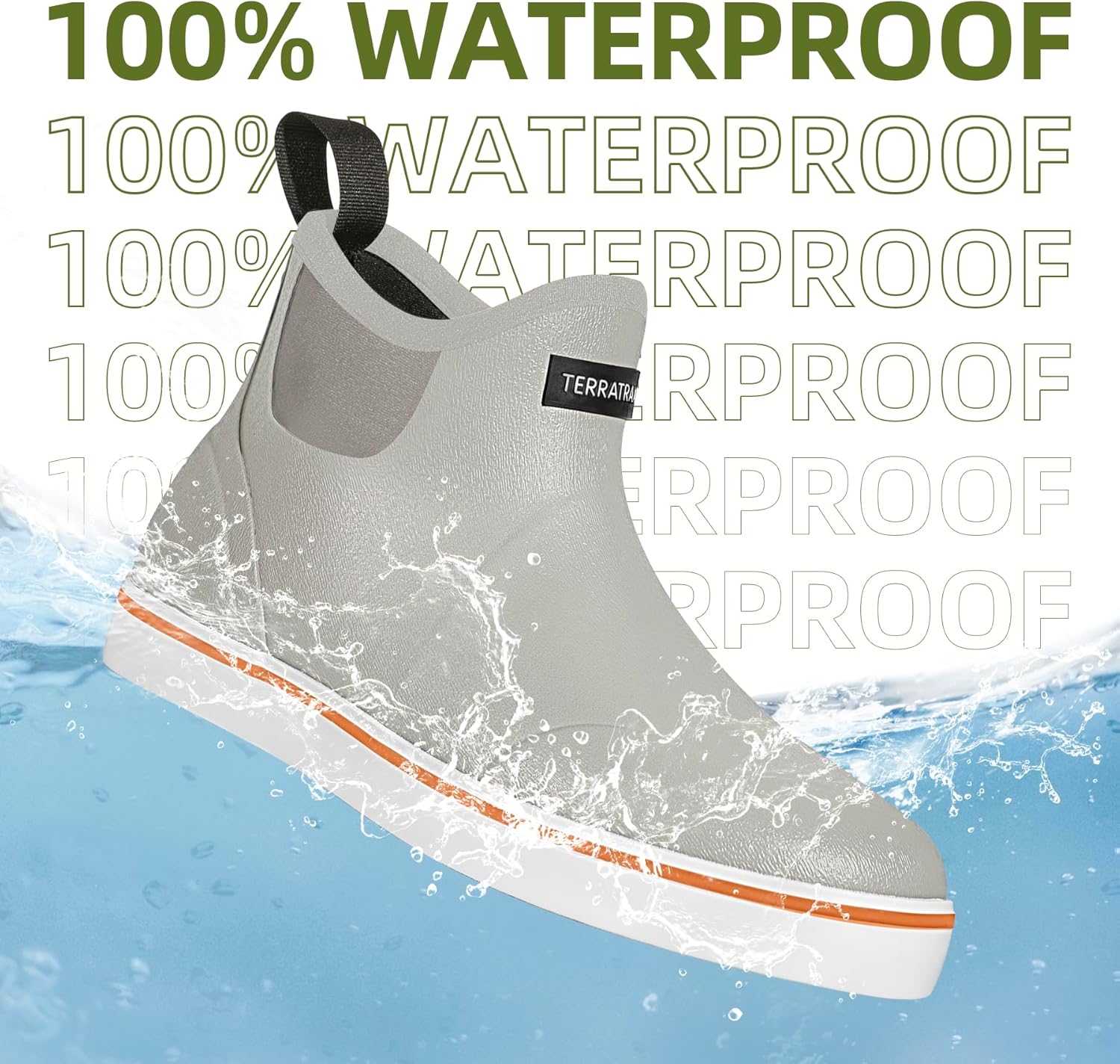 Men's Waterproof Deck Boots, Short Ankle Rain Boots for Fishing, Farming & Mud - Anti-Slip Neoprene Slip On Shoes for Garden, Slush & Boat Deck - Image 5