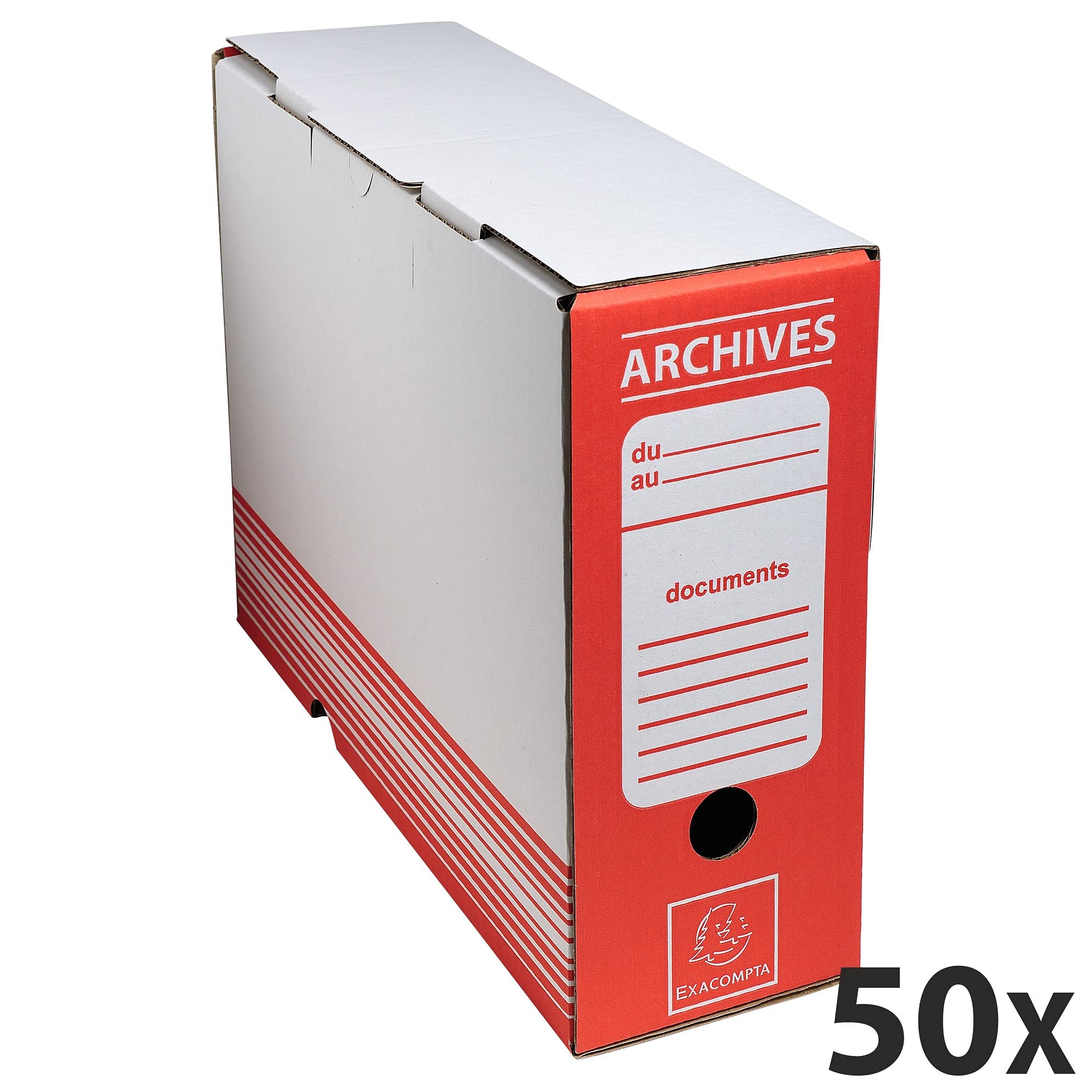 Exacompta 50 Scatole Archivio Kraft Rosso A4 Dorso 80 mm Consegnate Piatte