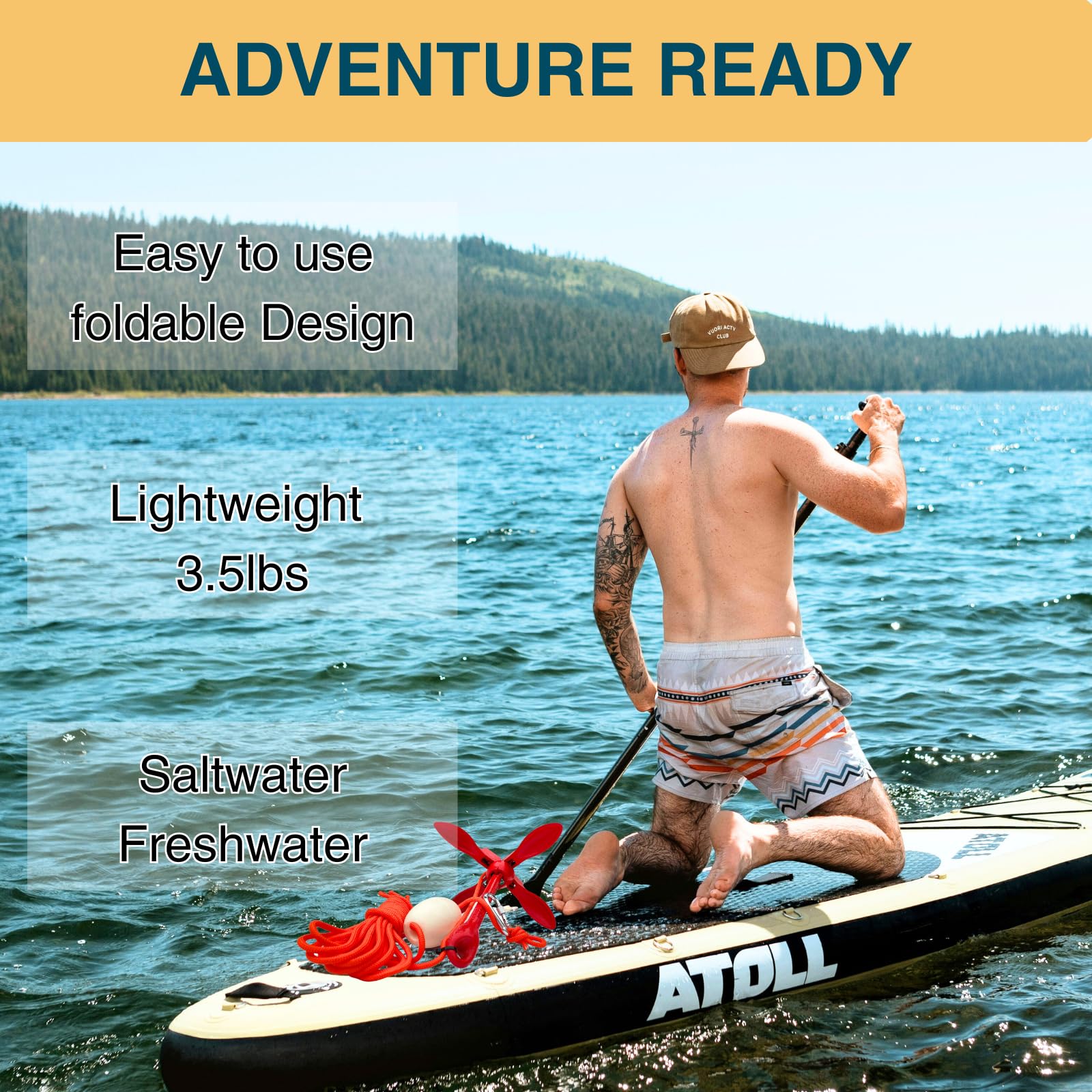 Kit de anclaje para kayak de 1.5/3.3 libras plegable para kayak, canoa de barco pequeño, tabla de remo, moto acuática con bolsa de transporte de cuerda de remolque de 32.8 pies