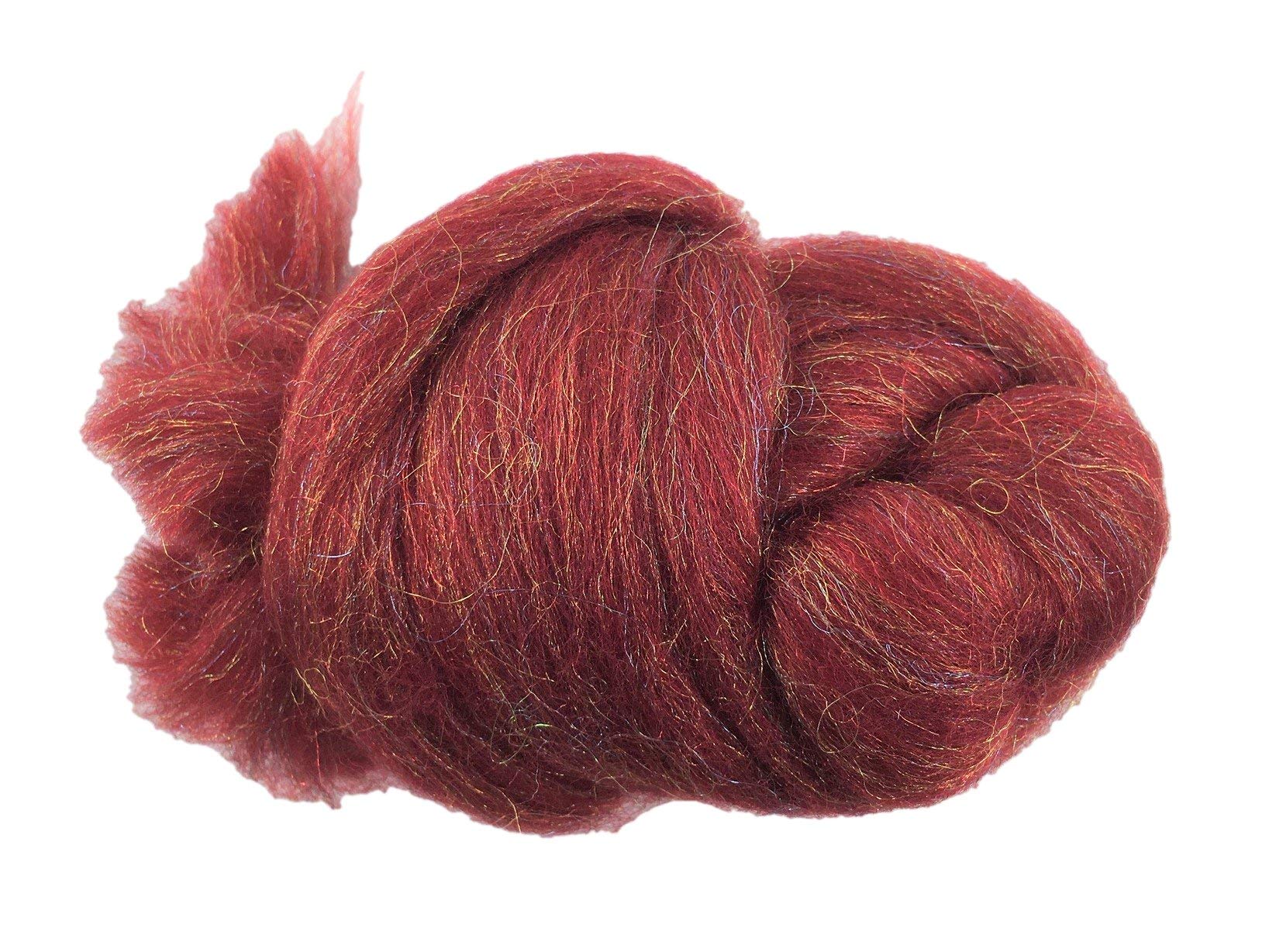 Molten Designs Cranberry Glitz Merino Felting Wool With Trilobal