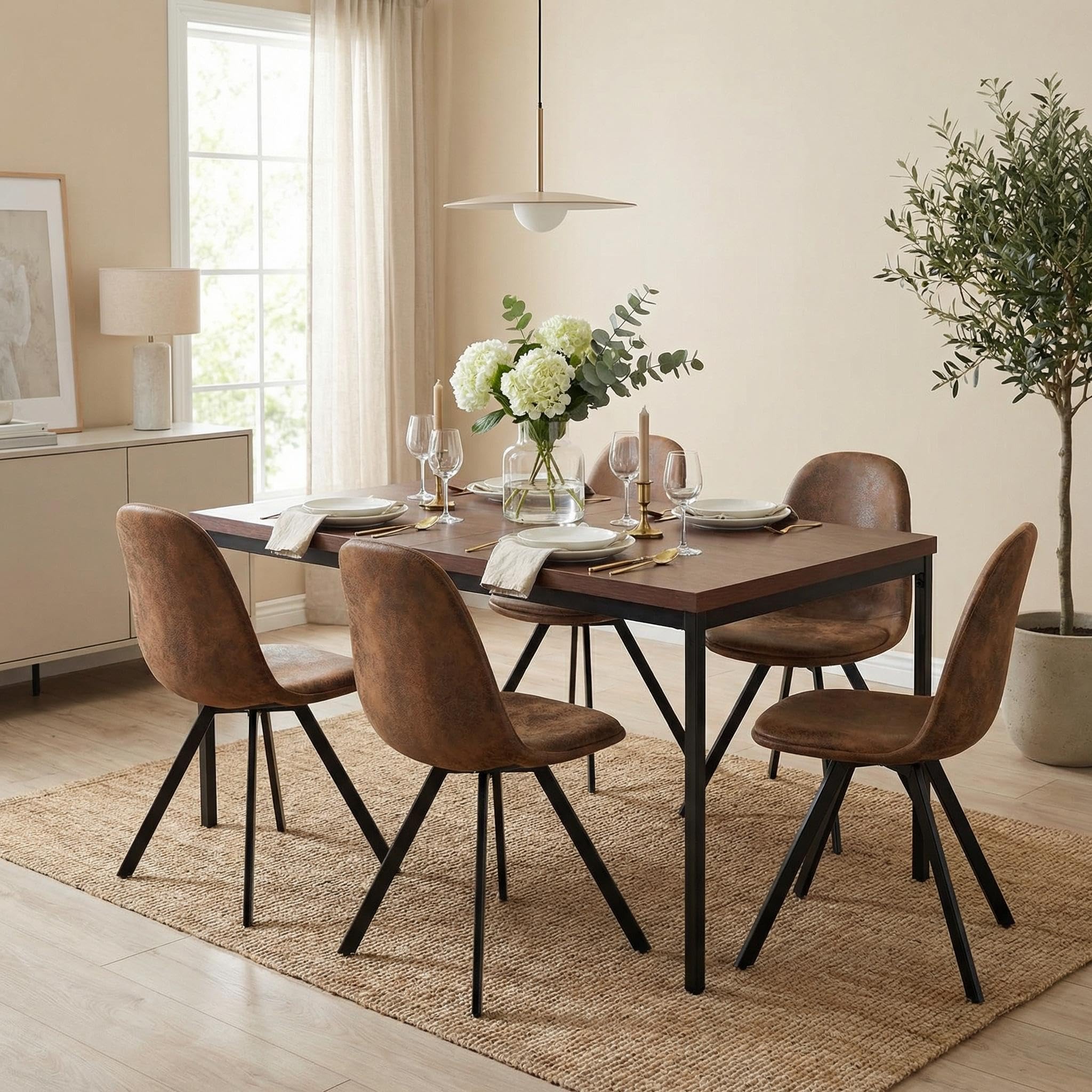 FurnitureR table de salle à manger et cuisine en bois vintage, cadre métal, rectangulaire avec pieds antidérapants, 120 x 70 x 75 cm