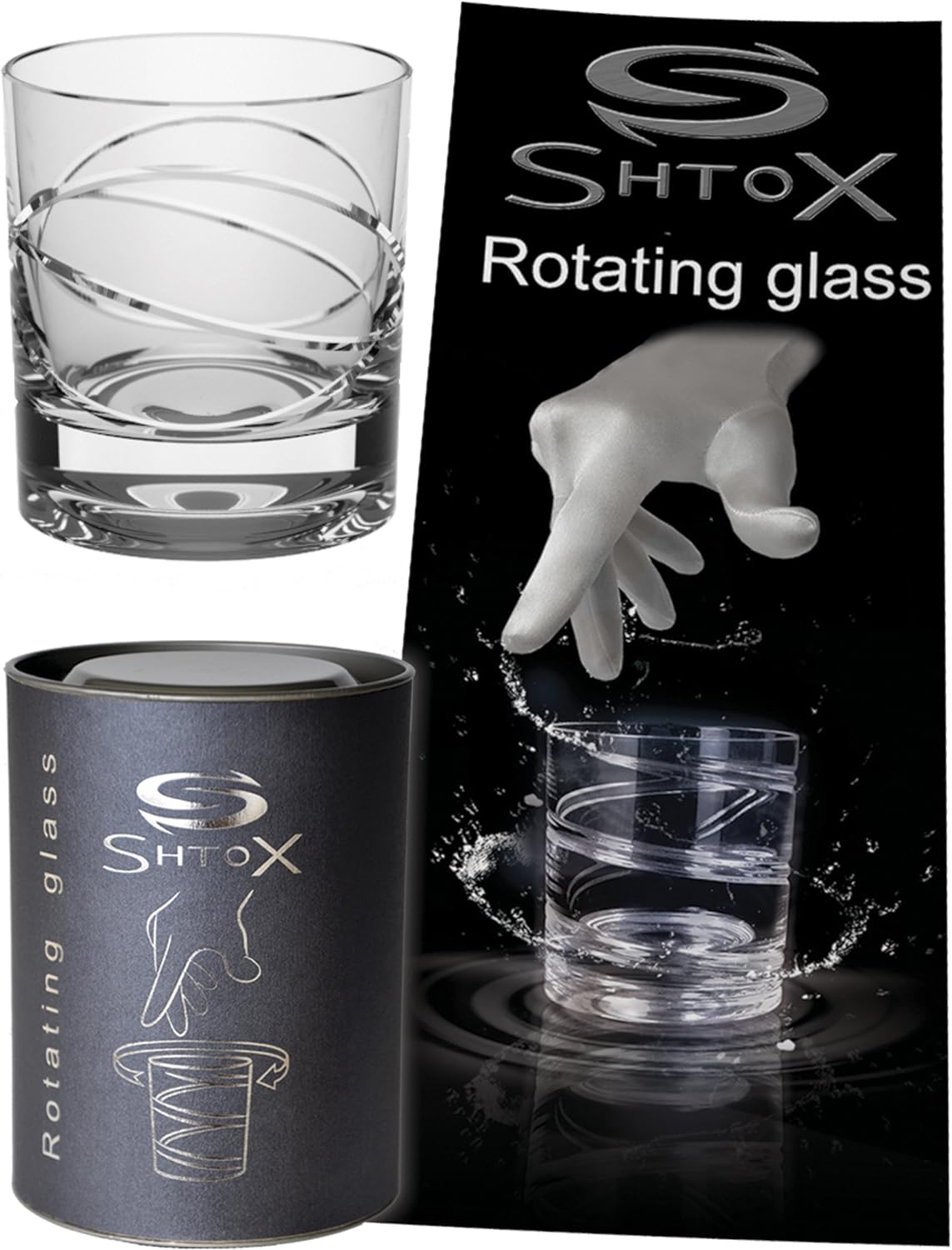 005 Tumbler Crystal Glass with Rotating Pattern, Perfect for Whiskey, Scotch, Bourbon 320ml