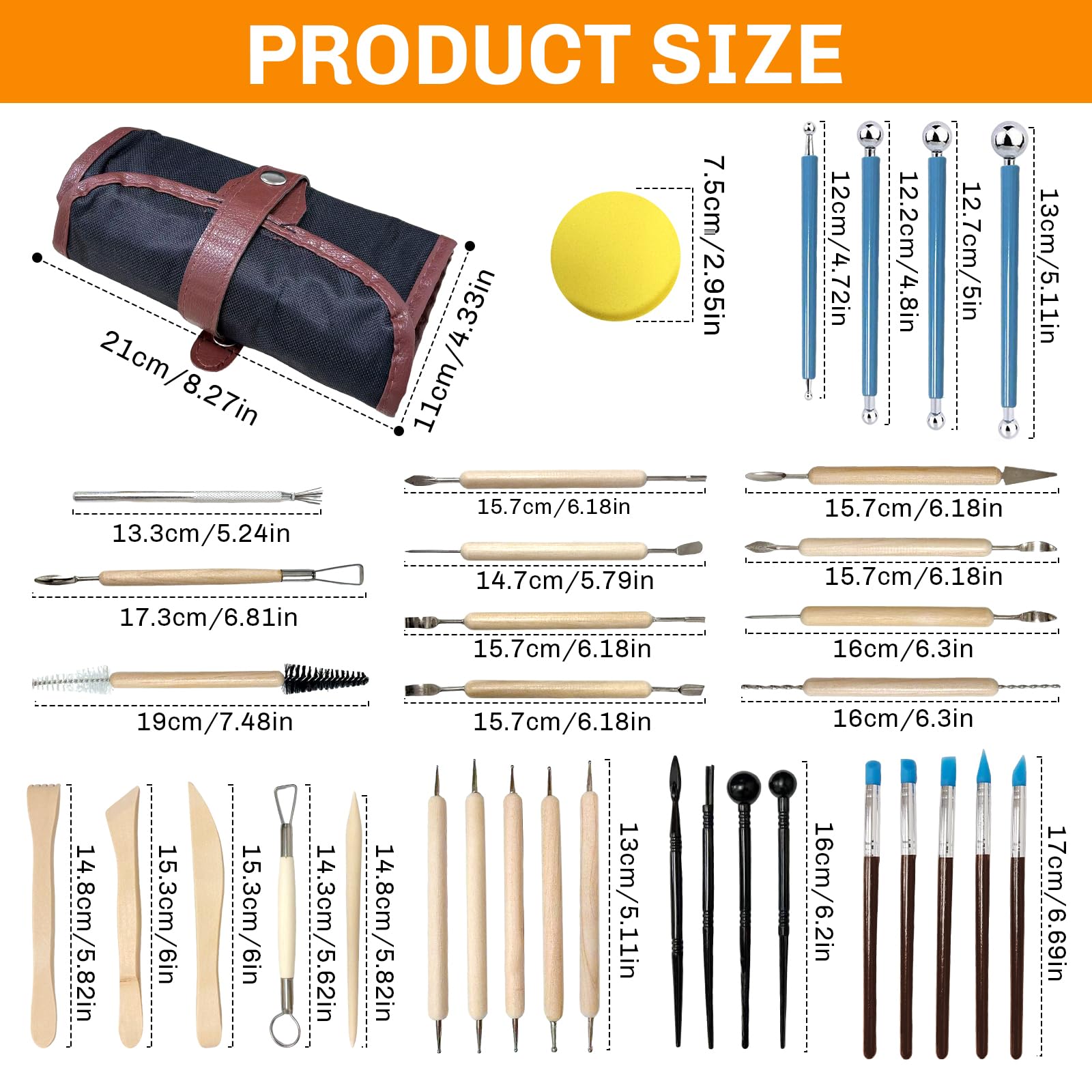 36 Stück Töpferwerkzeug Set Modellierwerkzeug Ton Werkzeug Töpferset Polymer Clay Tools Modelierwerkzeugset Töpfern Zubehör Modelliermasse Werkzeuge für DIY Kunsthandwerk Modellbau Schnitzarbeiten