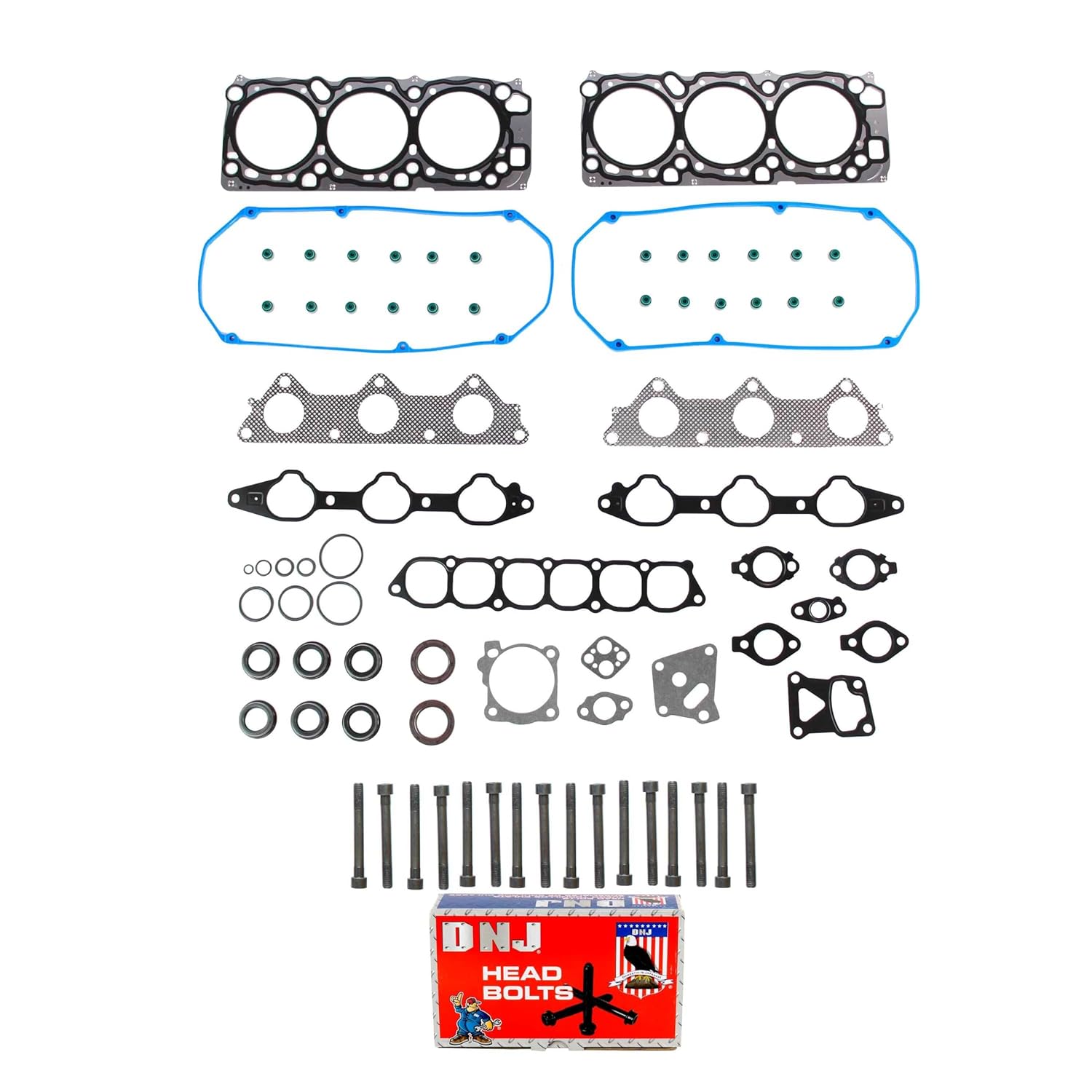 DNJ HGB133 Cylinder Head Gasket Set with Head Bolt Kit for 1997-2004 Mitsubishi Diamante 3.5L 3497cc 215cid V6 SOHC