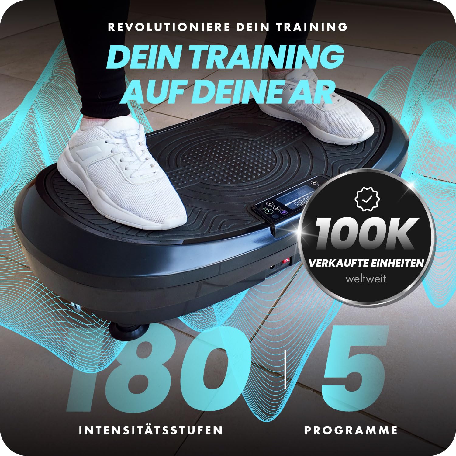 Bluefin Fitness Płyta wibracyjna 3D | przyrząd treningowy do treningu całego ciała | płyta z podwójnym silnikiem