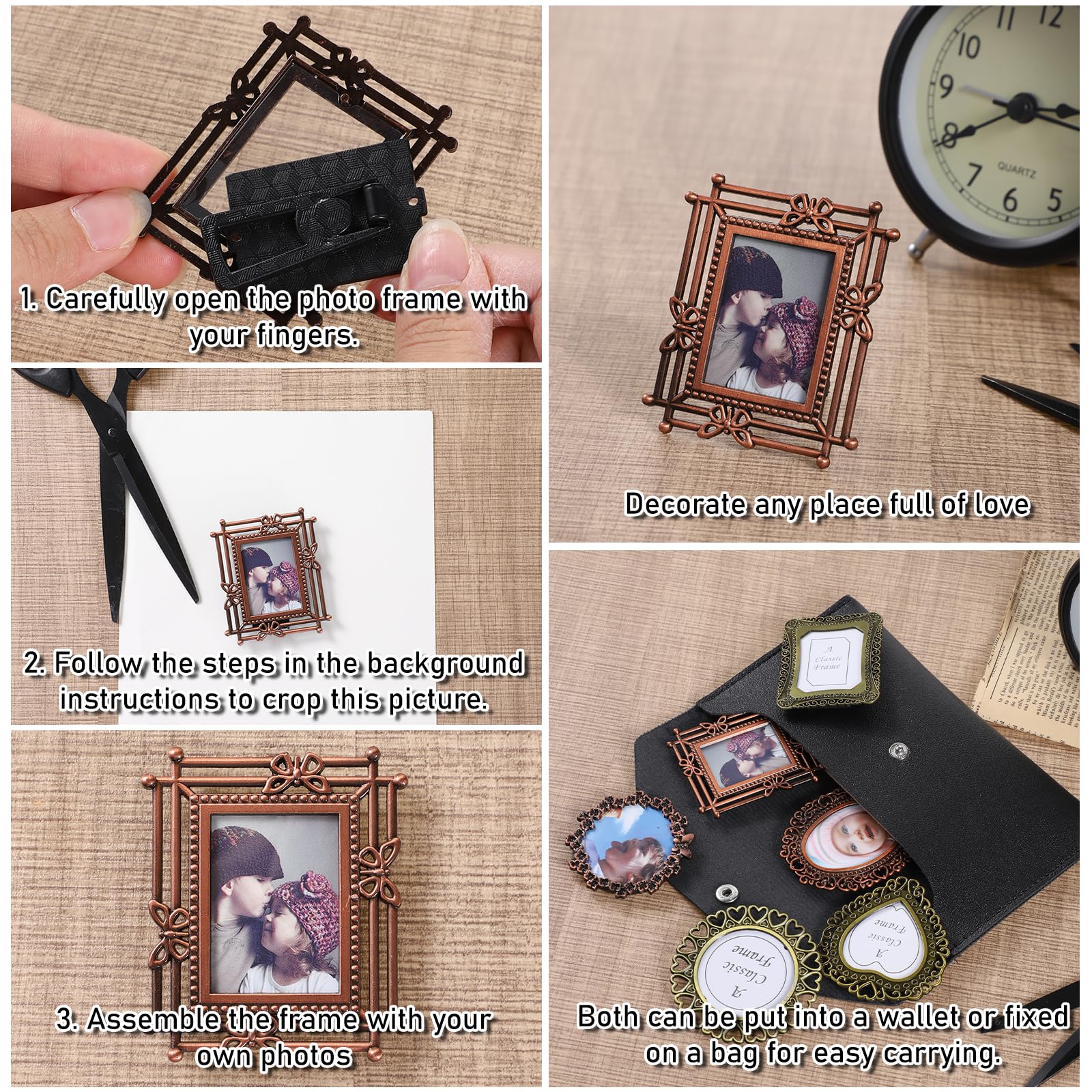 Amazon.com - 6 Pcs Mini Vintage Picture Frame 1 Inch Wallet Size