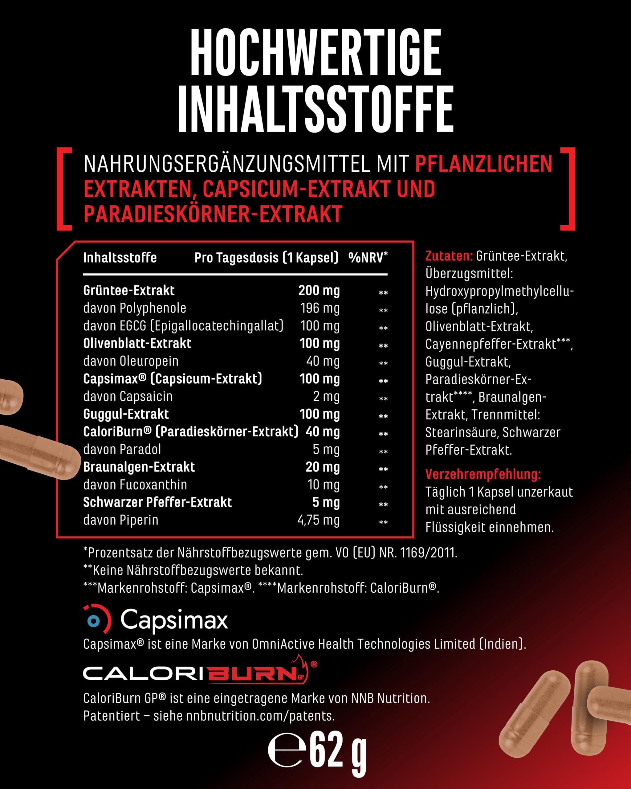 GEN GERMAN ELITE NUTRITION Invictus Thermo vegane Kapseln, 90 Stück | Hochdosierte Thermo Formel, Mit Capsimax® & CaloriBurn®, Grüntee-, Olivenblatt-, Guggul- & Braunalgen-Extrakt, Ohne Koffein