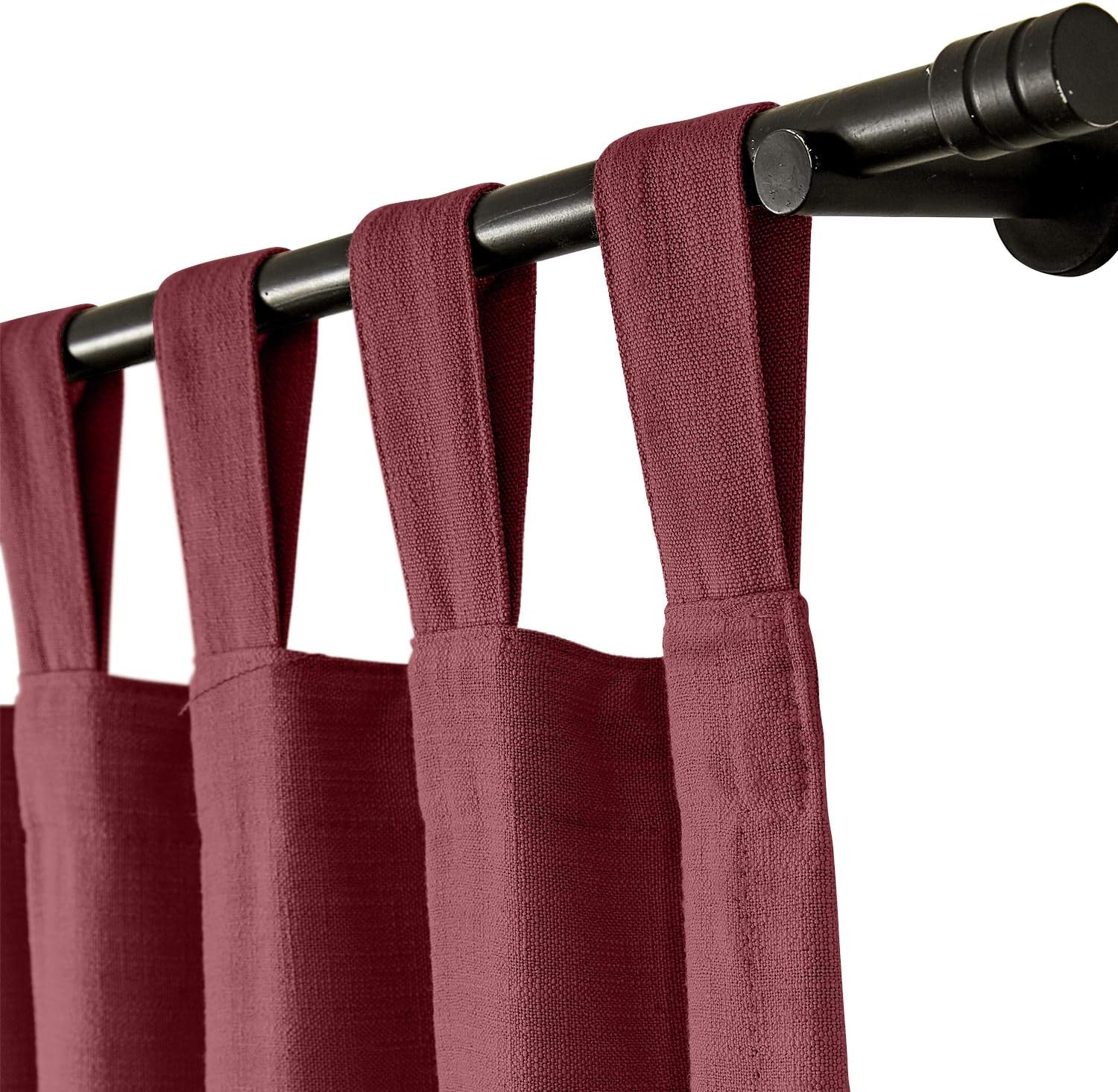ChadMade Linen 50 Inch Wide by 45 Inch Long Linen Blend Texture Curtain Tab Top Room Darkening Curtain for Small Window Sliding Door 1 Panel, Burgundy, Cary Collection