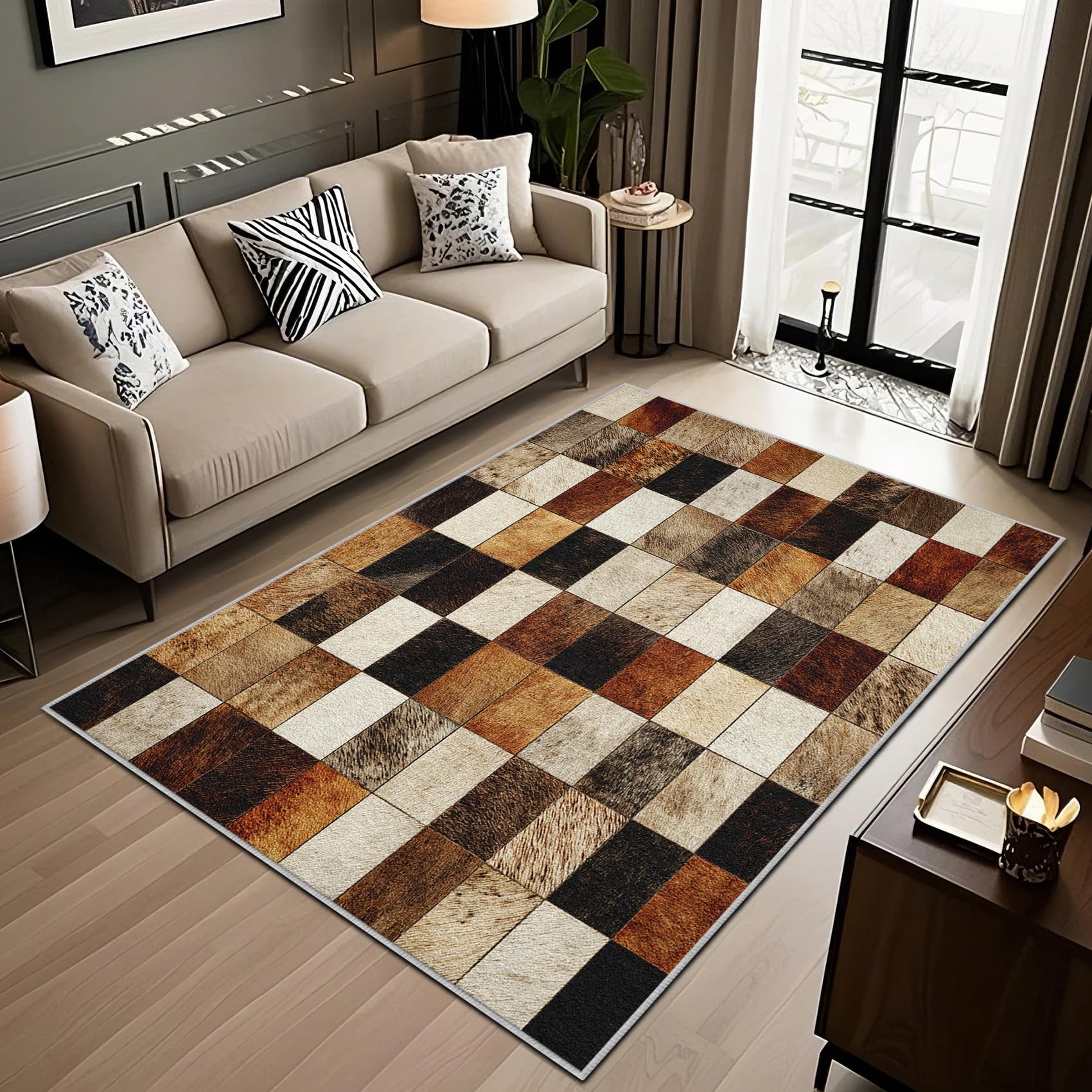 Tapis salon 240x340 grand format lavable en machine pour chambre