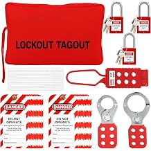 Lockout Tagout Kit Electrical Loto Group Lockout Hasps, Lockout Tags, Safety Padlocks with Number, Nylon Ties with Pocket Bag