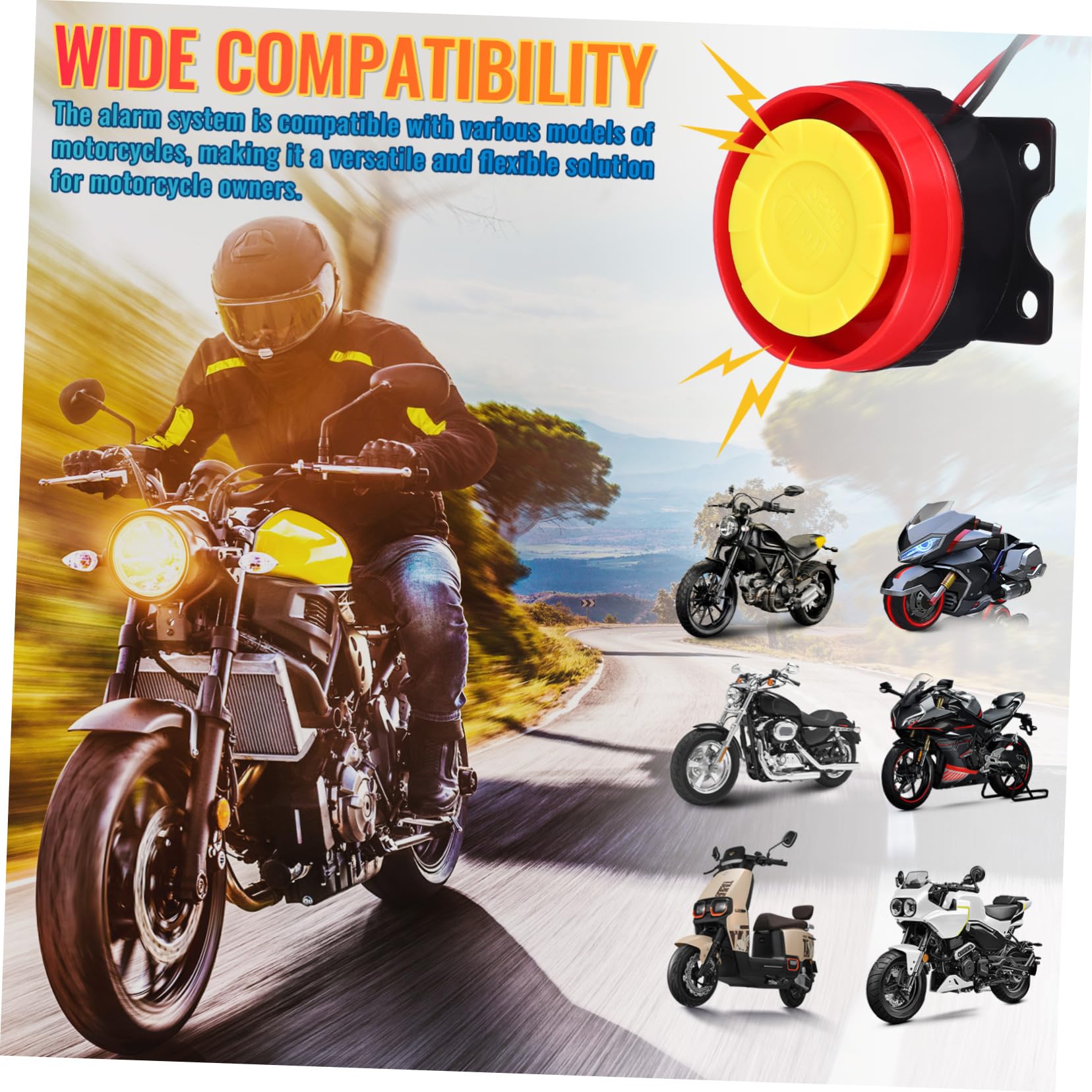 SHINEOFI Sistema di Allarme per Moto 12v 2 Telecomandi, Sensibilità Regolabile e Avviamento Remoto del Motore, Compatibile Moto