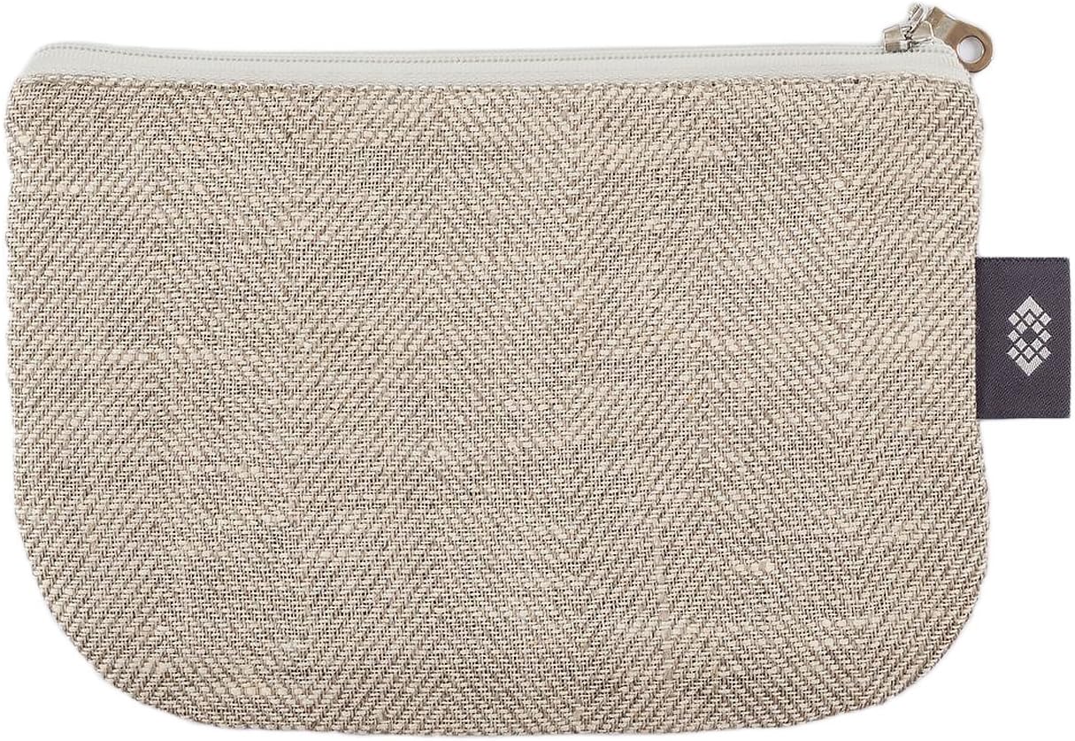 Small Travel Bag Canvas Pouch - 100% Linen Flax White / Light Grey - Coin Purse - Phone Case - Small Makeup Bag - Small Cosmetic Case Zipper Pouch | Handmade by ThingStore
