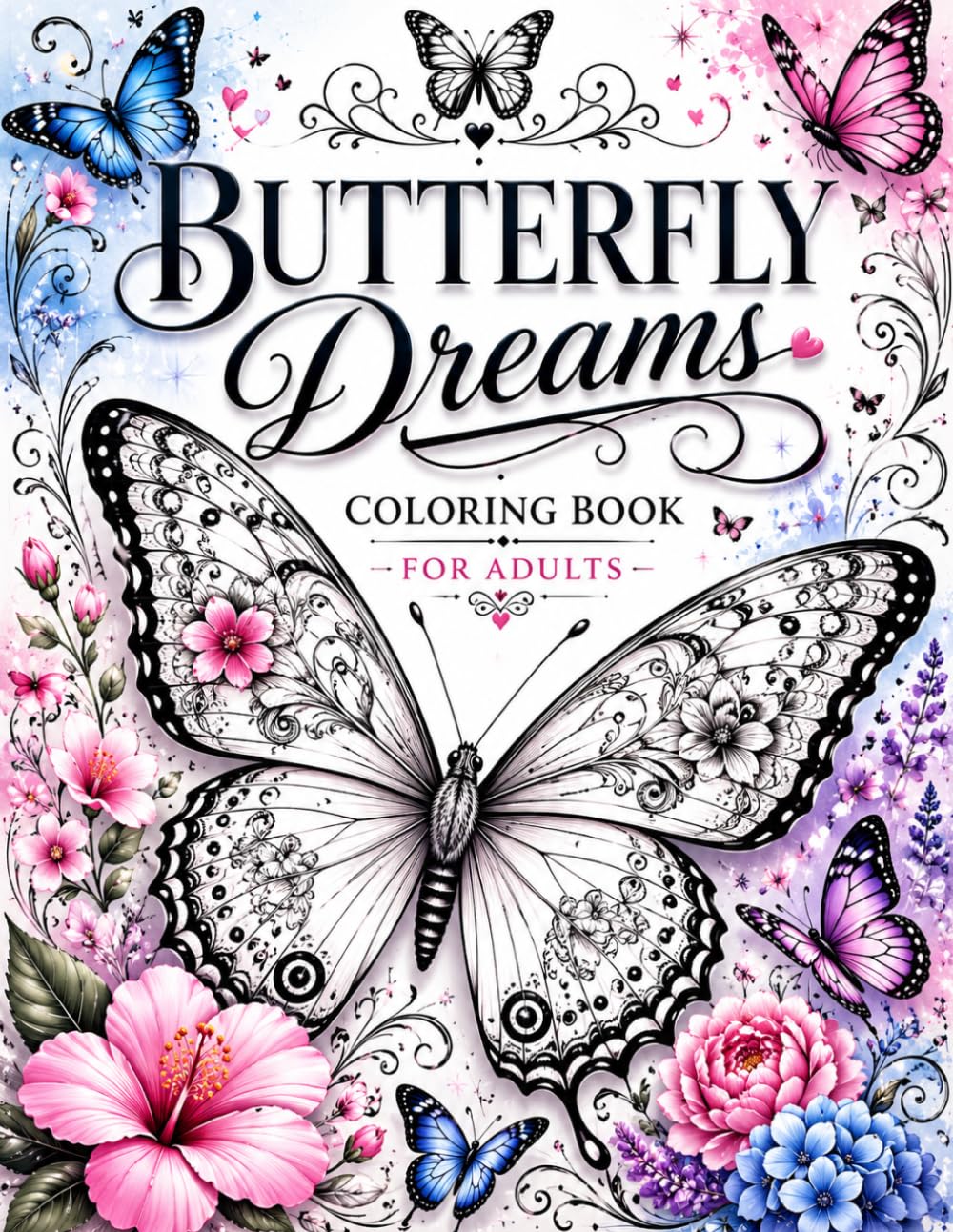 BUTTERFLY DREAMS COLORING BOOK FOR ADULTS: 54 Relaxing and Beautiful Butterfly Designs for Stress Relief, Mindfulness, and Creative Expression