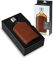 Viski Admiral Parker Leather-Wrapped Glass Hip Flask 7oz - Leakproof for Whiskey Vodka, Groomsmen Gifts for Men, Travel Camping