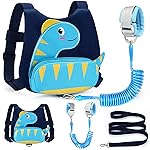 Accmor Toddler Harness with Leash, Cute Dinosaur Kids Leashes + Anti Lost Wrist Link, Children Walking Harnesses Tether Restraint Belt, Keep Child Close Hand Strap for Baby Boys Girls Outdoor Travel