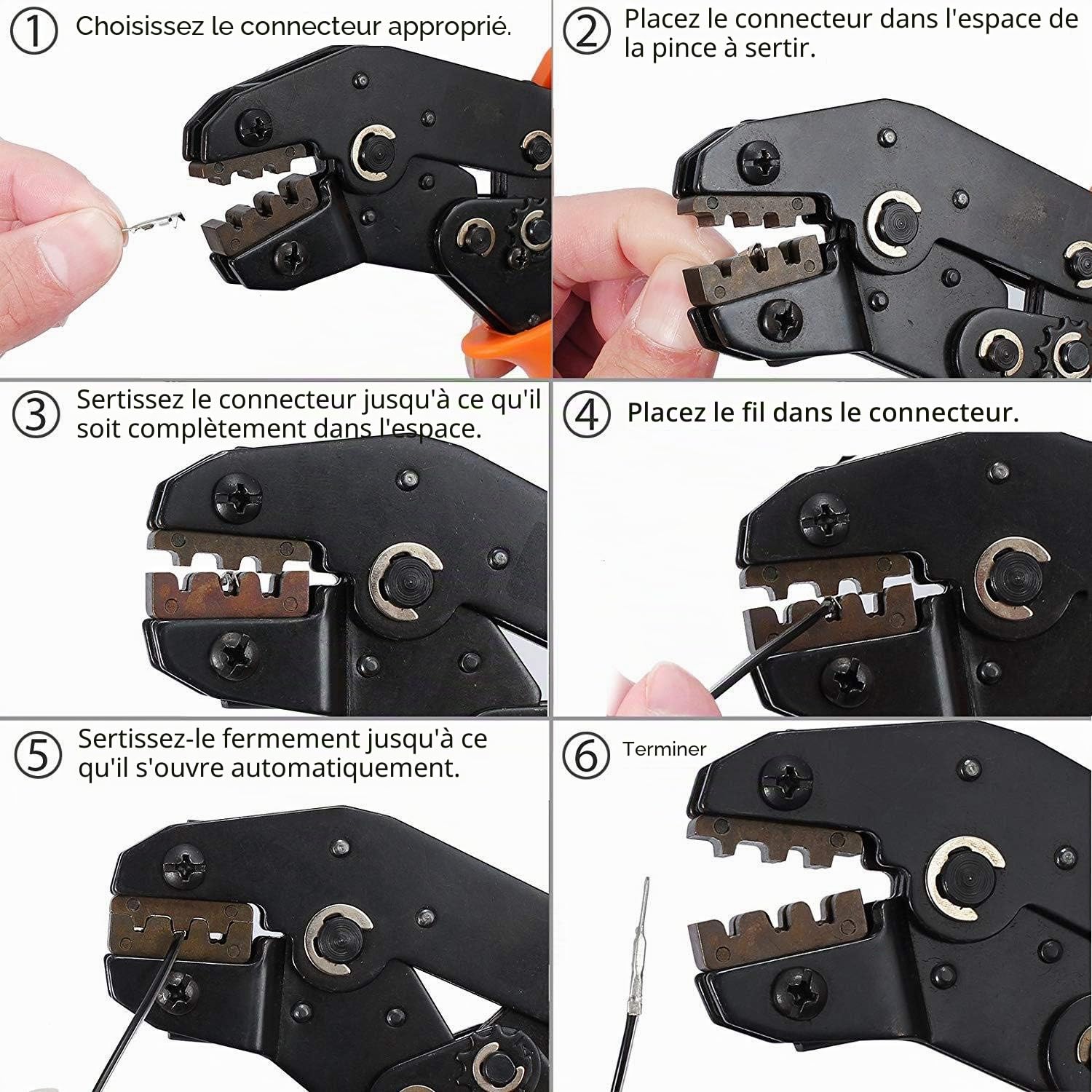 JZK Dupont Pince à Sertir à Cliquet SN-28B Pinces avec Dupont Homme Femme épingle Kit de Connecteurs Broche 2.54mm Embouts Assortis Câble Plat à Douille Outil de Sertissage
