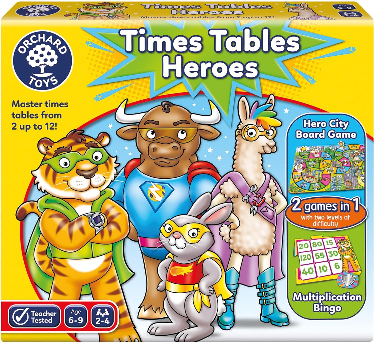 Orchard Toys Times Tables Heroes Maths Game for Children to Learn and
