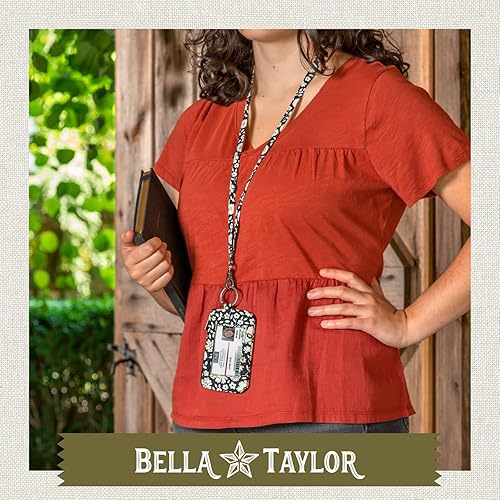 Miniatura 7 de Bella Taylor Cordón de identificación para mujeres y niñas, llavero cartera con soporte para insignia y bolsa con cremallera, algodón acolchado