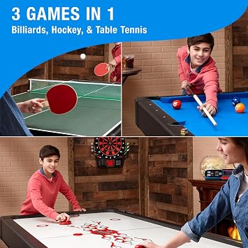 Fat Cat Original 3-in-1 7 Foot Pockey Multi Game Table, Air Hockey Table, Pool Table, and Table Tennis Combo with Accessories