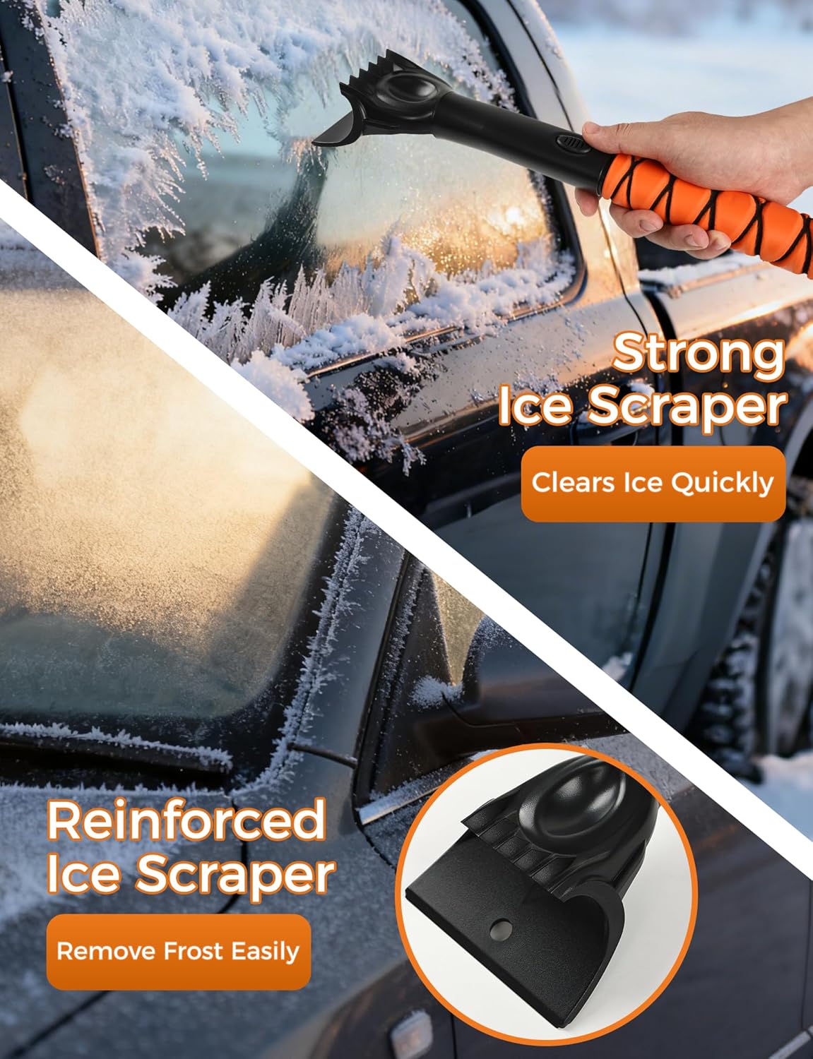 Ice Scrapers for Car Windshieldand Extendable Snow Brush with Foam Grip and 360° Pivoting Brush Head for Christmas Car Auto Truck SUV