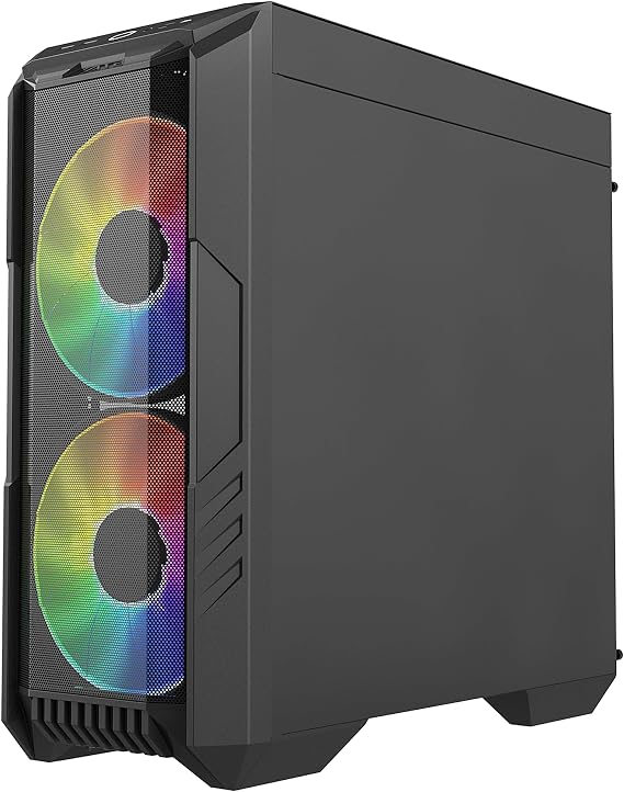 Cooler Master HAF 500 PC Case: Mid-Tower, 2 x 200mm Pre-Installed ARGB Fans for High-Volume Airflow, Rotatable 120mm GPU Fan, Versatile Cooling Options, Tempered Glass Side Panel, Removeable Top