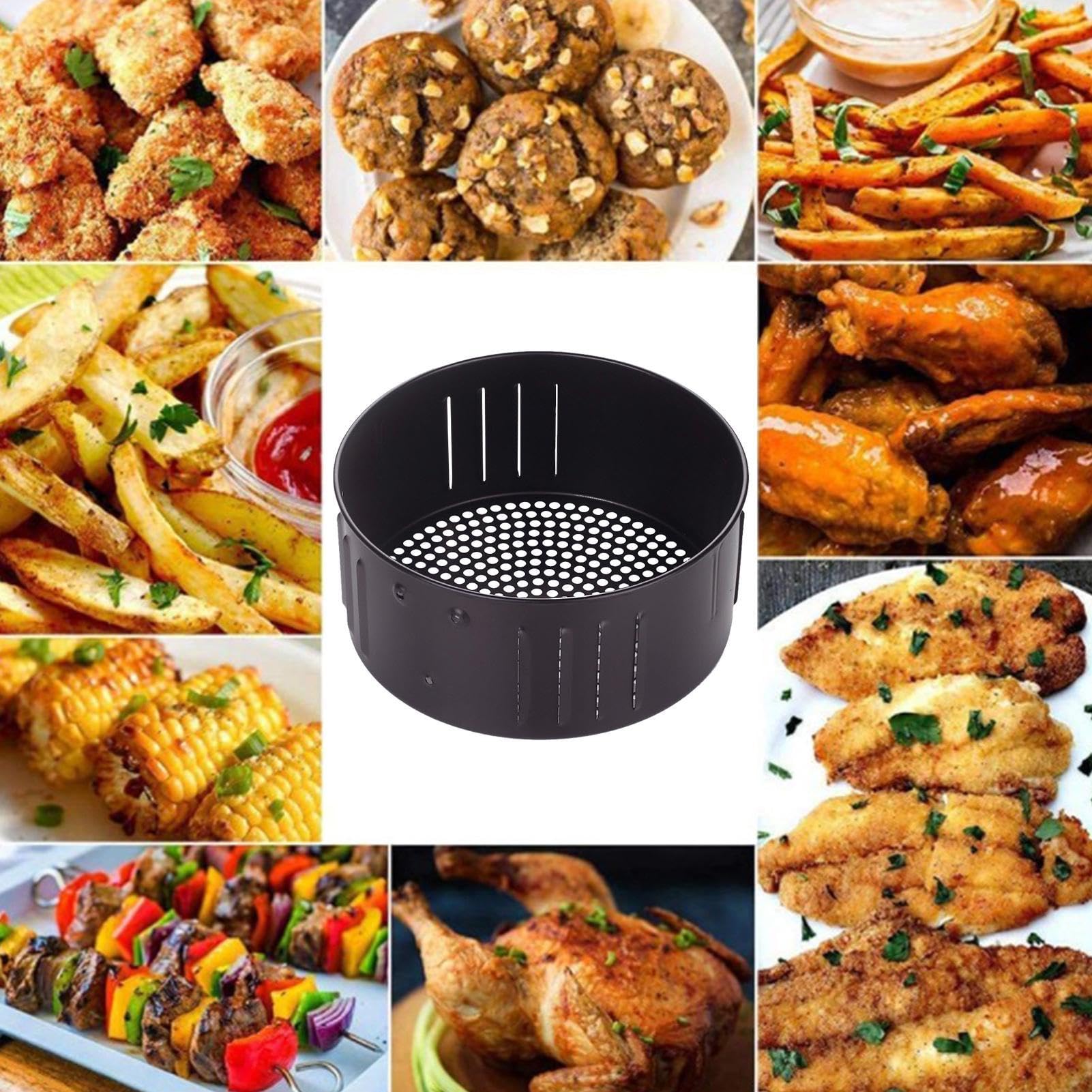 Cestino per friggitrice ad aria calda, 3,5 l, con rivestimento | antiaderente, per friggitrice ad aria calda, cestello di ricambio per friggitrice ad aria calda, cestello da cucina in ferro