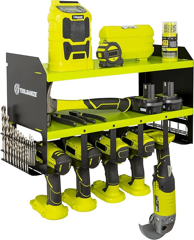 TOOLGANIZE Power Tool Organiser 5 Drill Holder, Cordless Drill