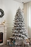 7 Feet Snowy Forest Spruce Artificial Flocked Christmas Tree Pre-lit with LED Light (Pre-lit, 7') 7ft