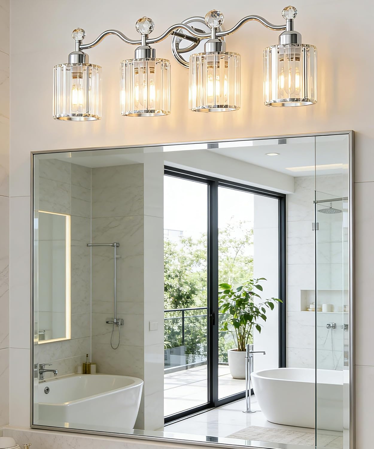 Chrome Bathroom Vanity Light, Modern Crystal Bathroom Ligth Fixture, 4 Light Vanity Lights, Light Fixtures Above Mirror, Wall Lamp for Mirror Living Room Cabinet Bedroom Porch
