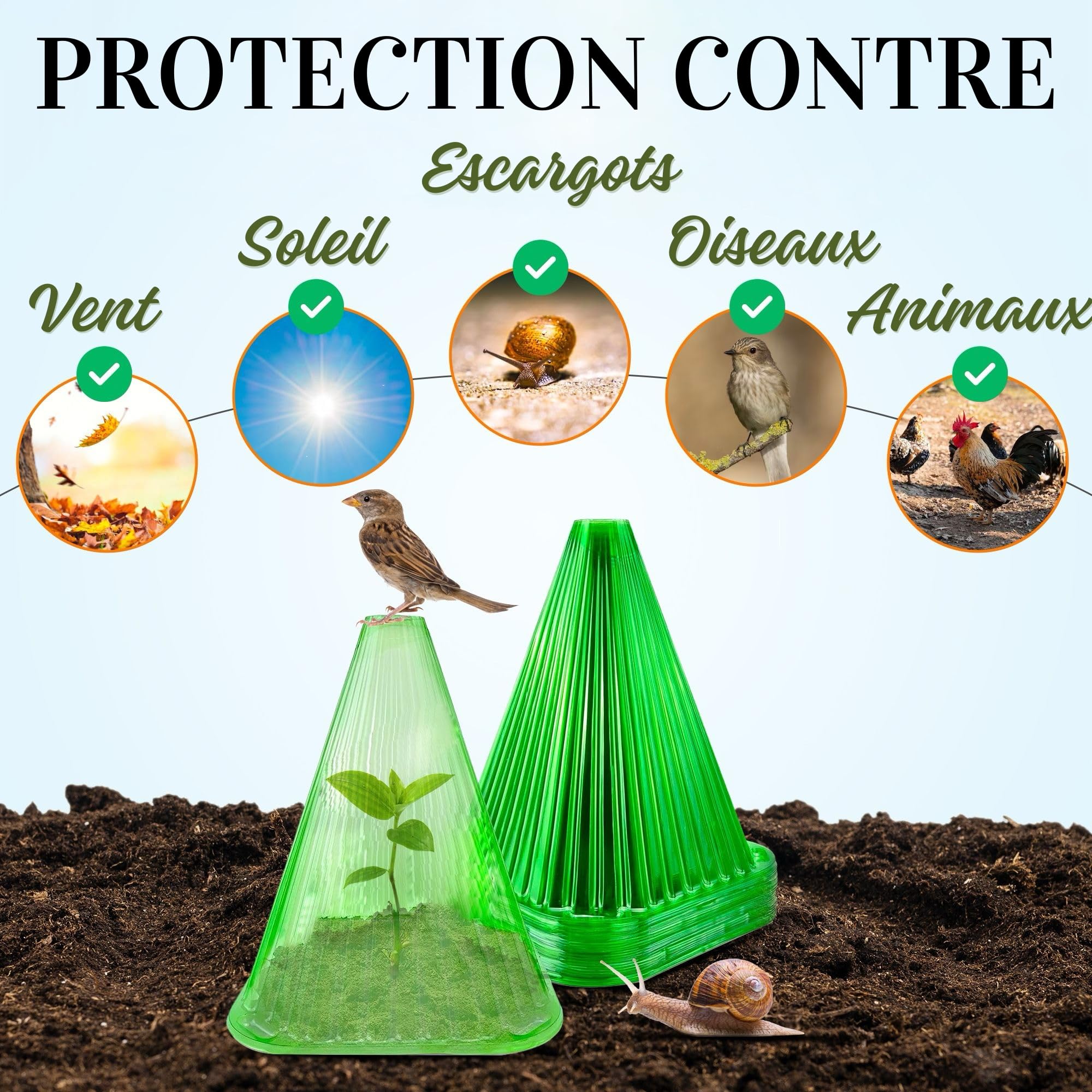KRONLY Lot de 20 Chapeaux pour Plantes - Protection Contre Le Gel - Protection Contre Les intempéries - Protection des Plantes