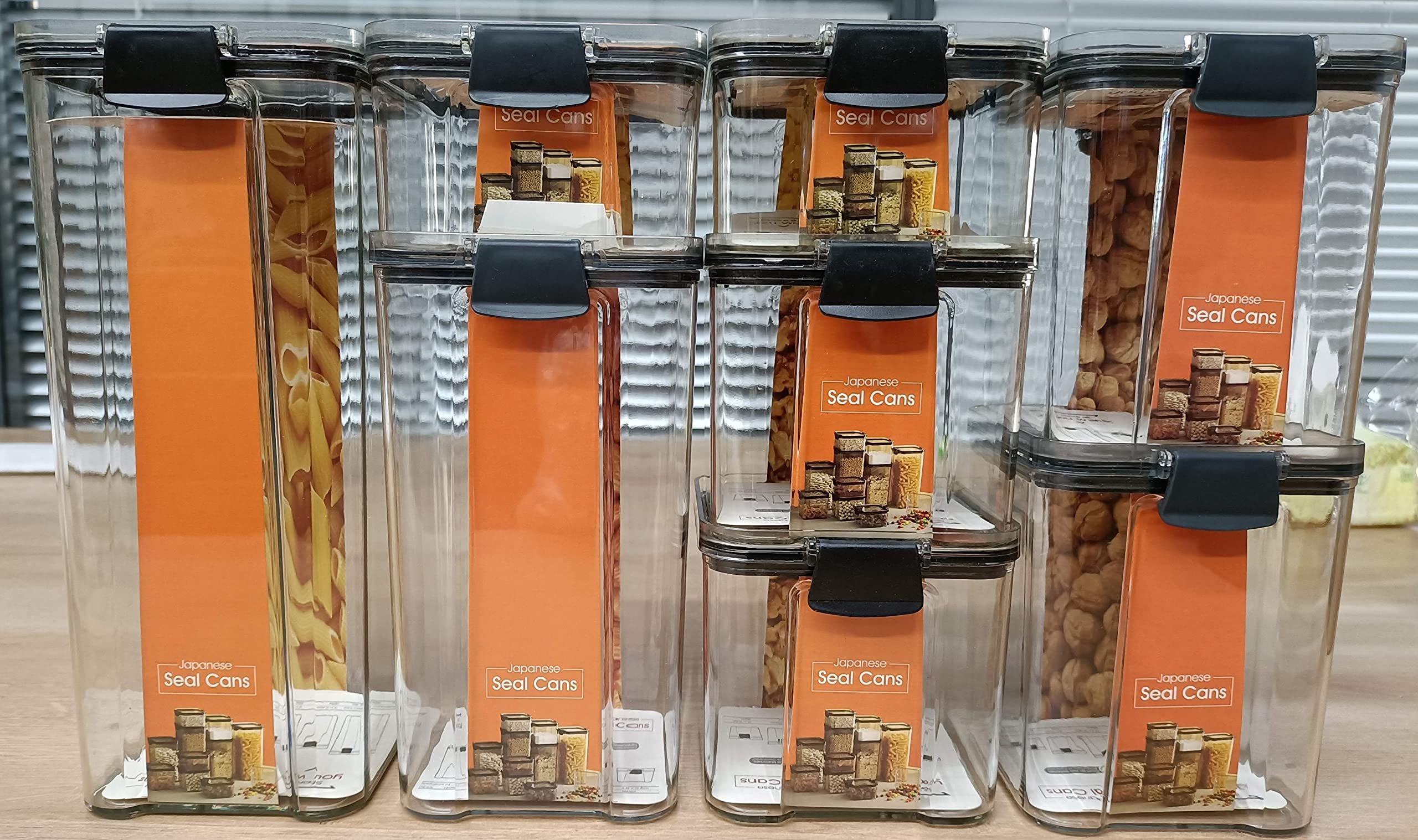 Plexel Airtight Food Storage Containers, 6 Pack Canisters Sets For The Kitchen, Food Storage Containers With Lids Airtight Stackable, Contenedores Para Organizar Cocina, Clear Kitchen Organizers (6)