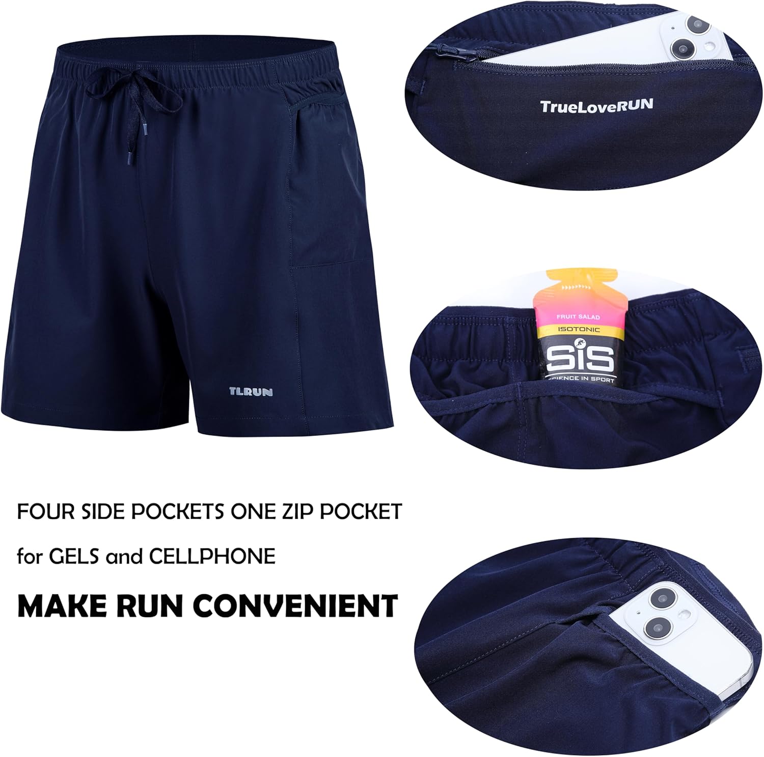 Men's Running Shorts 5 inch Ultra Lightweight with 5 Pockets Quick Dry Marathon Athletic Run Shorts Linerless - Image 2