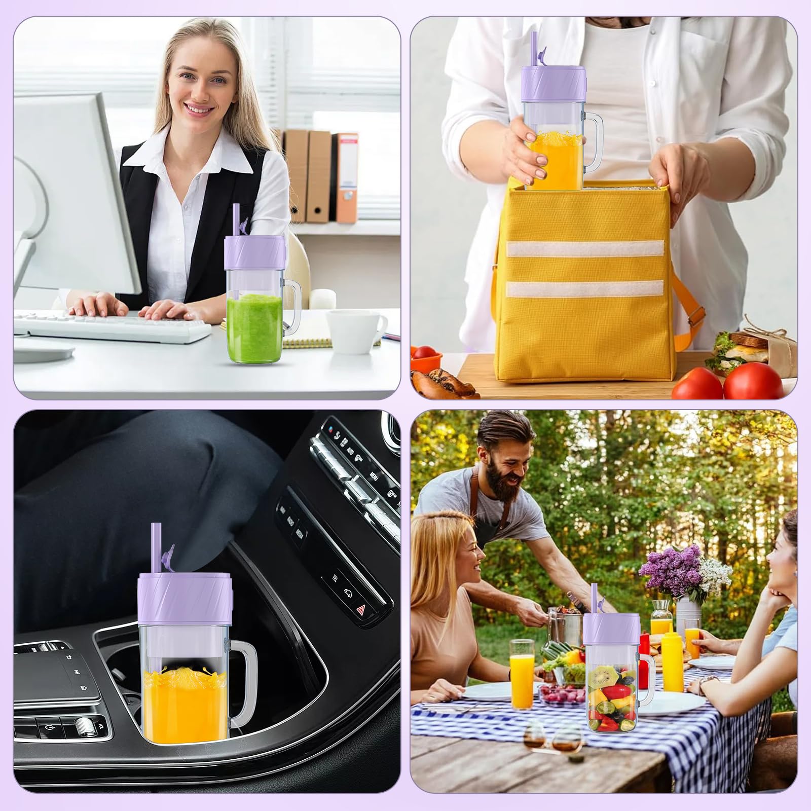 Mixer Smoothie Maker, frullatore piccolo, mini frullatore portatile, USB, frullatore per frullati da go, frullatore da 400 ml, senza BPA, tecnologia PulseMotion &BlendPro