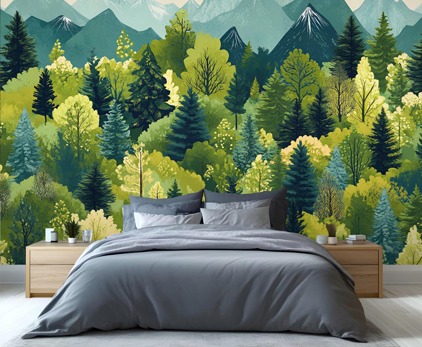 YXQAIED Forest Wallpaper, Landscape Wallpapers for Living Room & Home Decor, Natural Mountain Wallpaper for Bedroom, 3D Print Wall Mural (Not Peel and Stick)