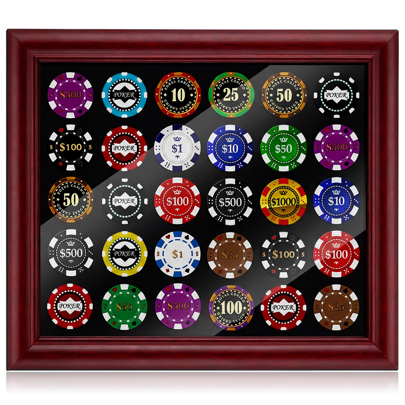 Silipull 30 Poker Chip Display Case 13.5''x11.5''x0.9'' Poker Chip Holder