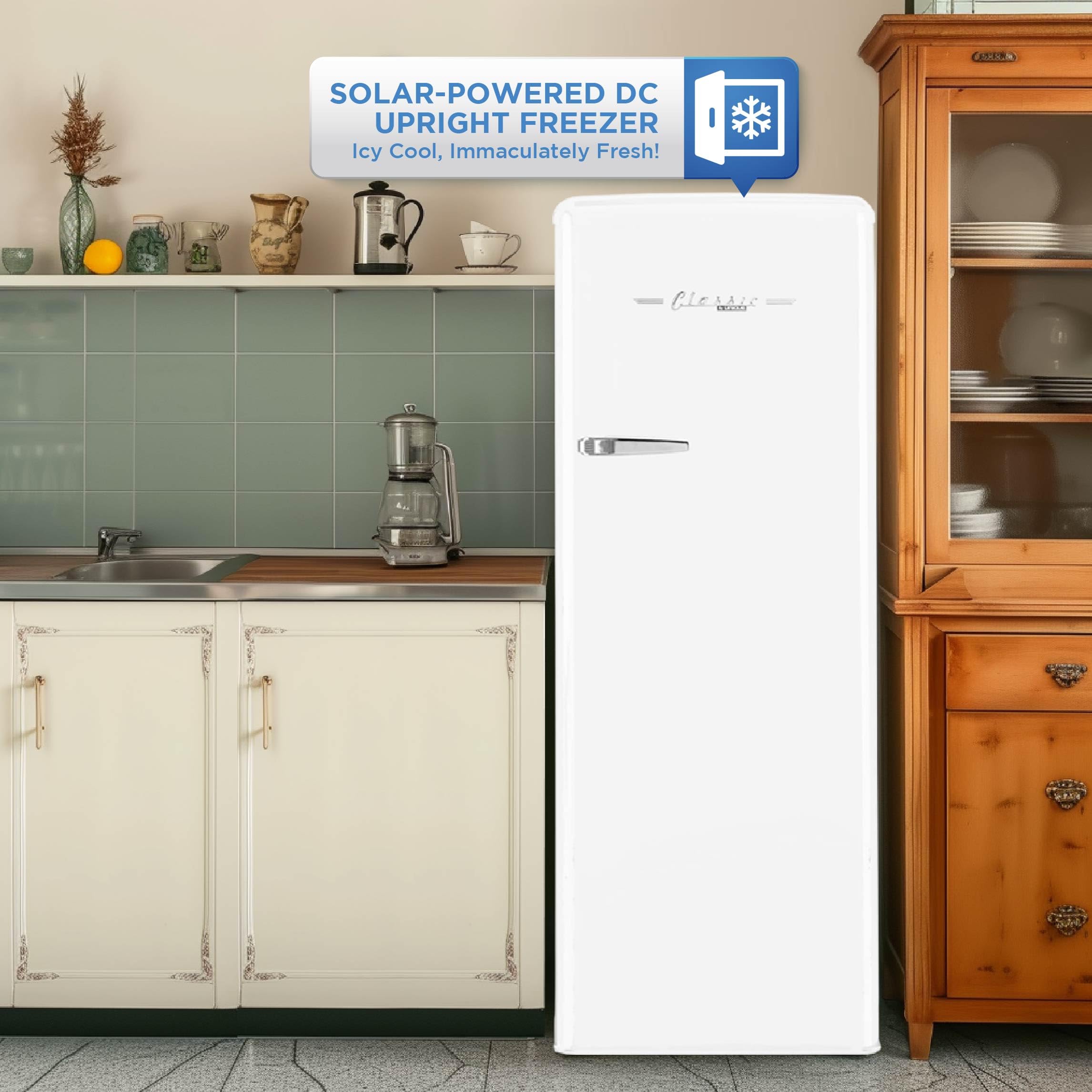 Unique Appliances Off-Grid Classic Retro Solar Powered Dc Upright Freezer, 6 Cu./Ft., Marshmallow White on Fridge.com - View 3
