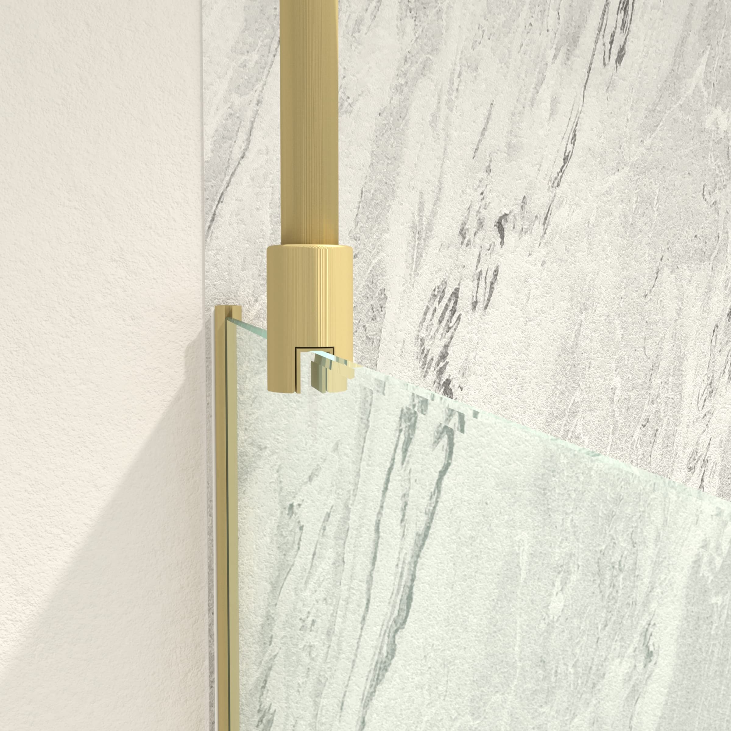 AURLANE Barre de Fixation Plafond recoupable Finition Or Dore Brosse pour paroi de Douche Freedom 2 Gold