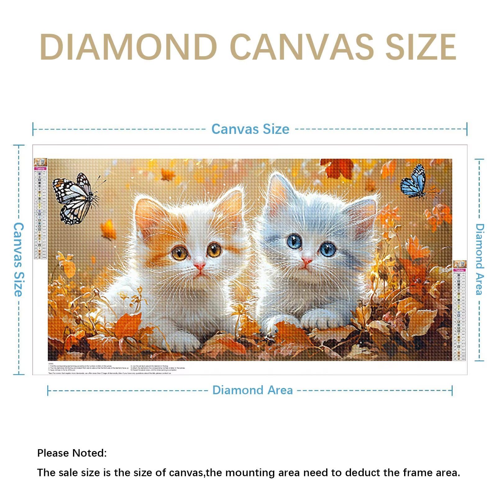 Diamond Painting Grande 160x80cm Gato Diamond Painting Adultos, DIY Mariposa Pintura de Diamante Manualidades Adultos, 5D Cuadrado Rhinestone Bordado Punto de Cruz para Home Decoration Regalo 0J-743