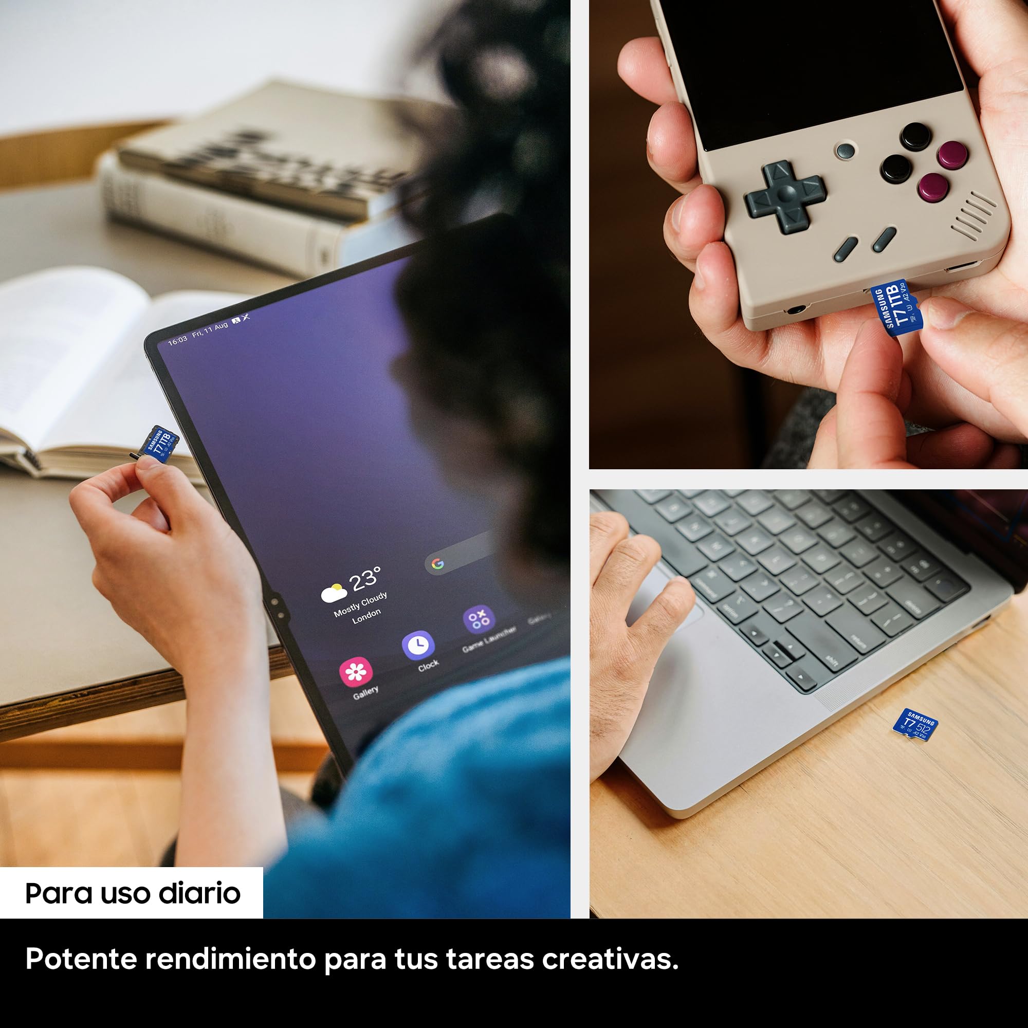 Samsung T7 Tarjeta microSD, 512 GB, UHS-I U3, Full HD y 4K UHD | Tarjeta de Memoria para Juegos en Smartphone, Tableta y Consola Portátil, Velocidad de Lectura 170 MB/s, MB-MB512T/WW