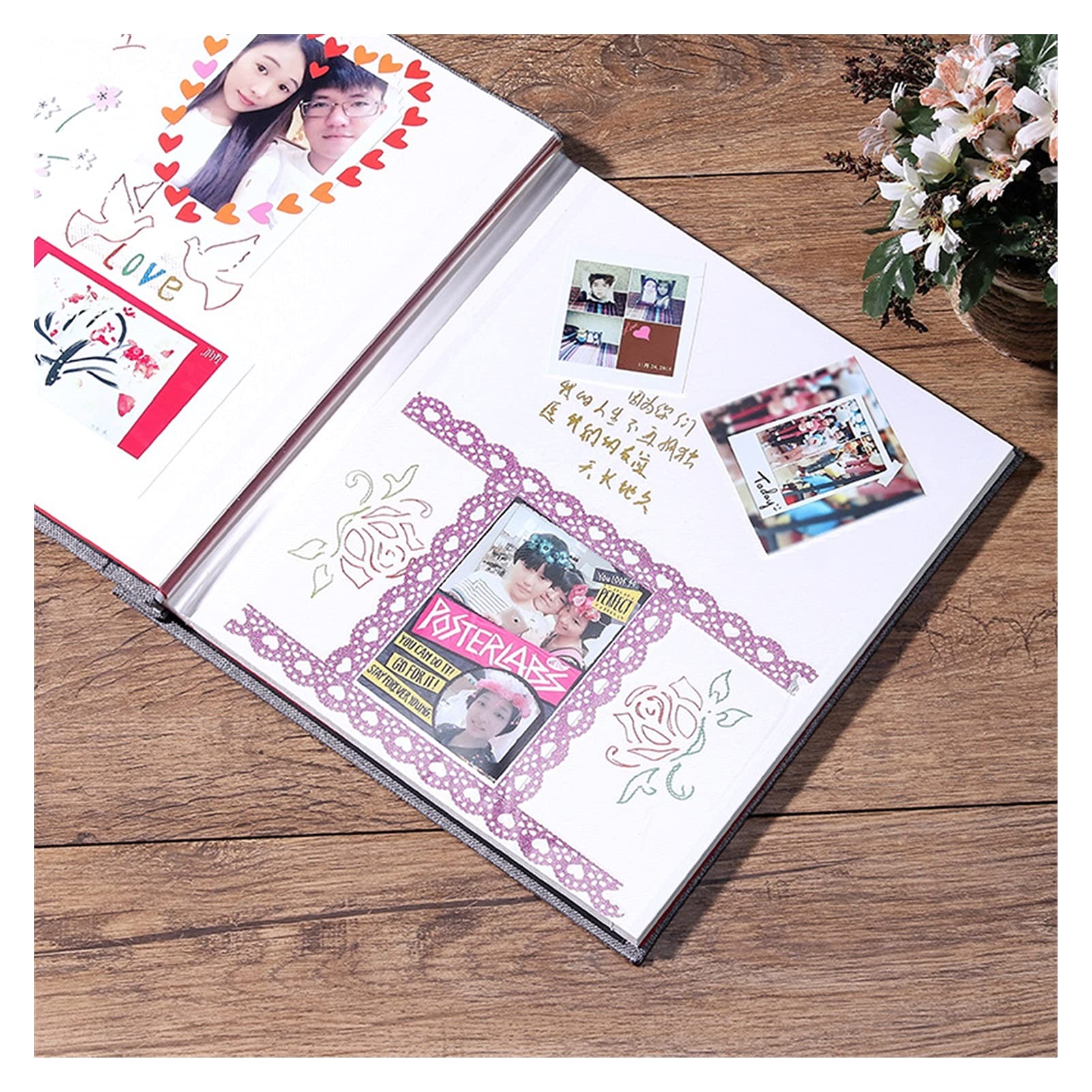 Álbum de fotos Nueva ropa de lino 16 pulgadas Bricolaje Álbum de fotos Amantes Regalo de cumpleaños Fotos de la boda Photo Baby Foto Ablum Scrapbook Paper Crafts Álbumes Sticky Album de Fotos
