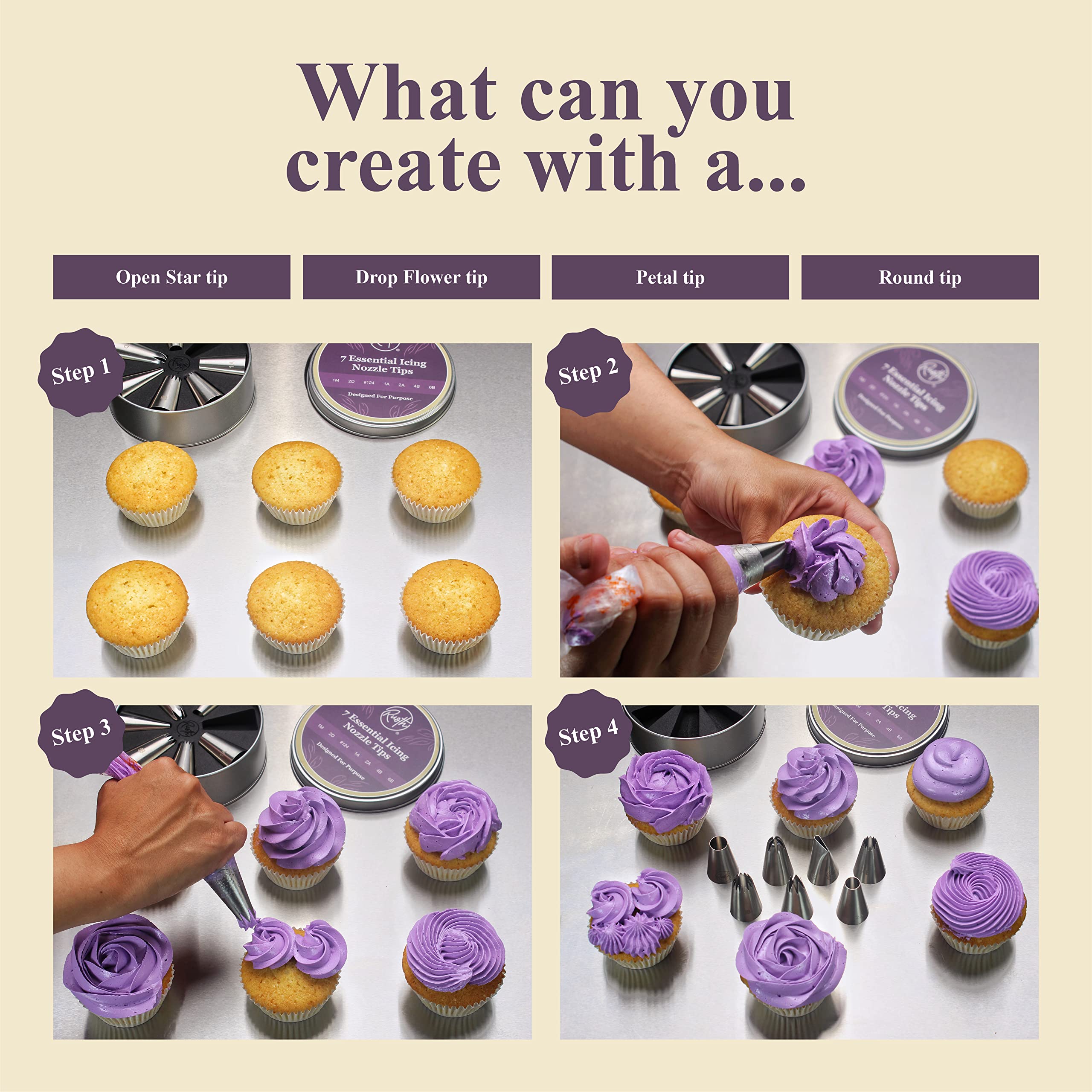 Set 10 Beccucci In Acciaio Inox Per Decorazione Torte - Numeri 1M, 2D, 4B, 1A, 124, 3K, 8A, 5FT, 111, 1G - Foto 2