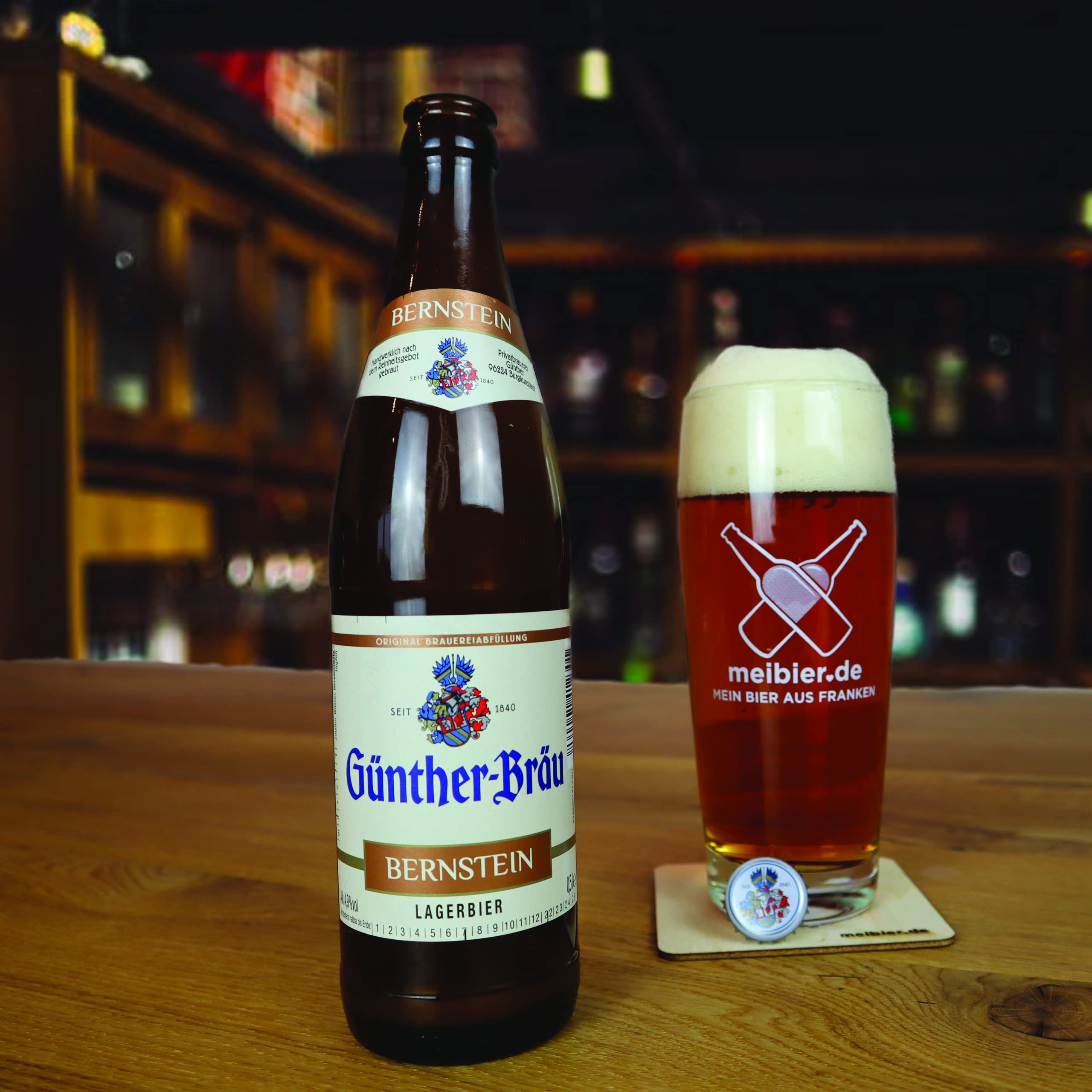 meibier© Best of Franken - Bier Box aus Franken,18x 0,5 Liter fränkisches Bier + Holz Untersetzer + 3x Bierfilz, tolles Bier Geschenk, Bierbox, Bierpaket