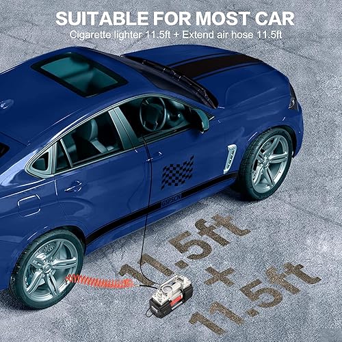 Miniatura 5 de GSPSCN Inflado 6 veces más rápido, bomba de compresor de aire portátil, doble cilindro, inflador de neumáticos resistente con luz LED, bomba de aire