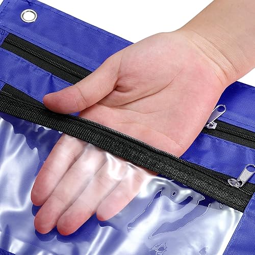 Miniatura 10 de PATIKIL Estuche expandible para lápices de 3 anillos, paquete de 6 unidades, tela Oxford de gran capacidad con cremallera, estuche para oficina y